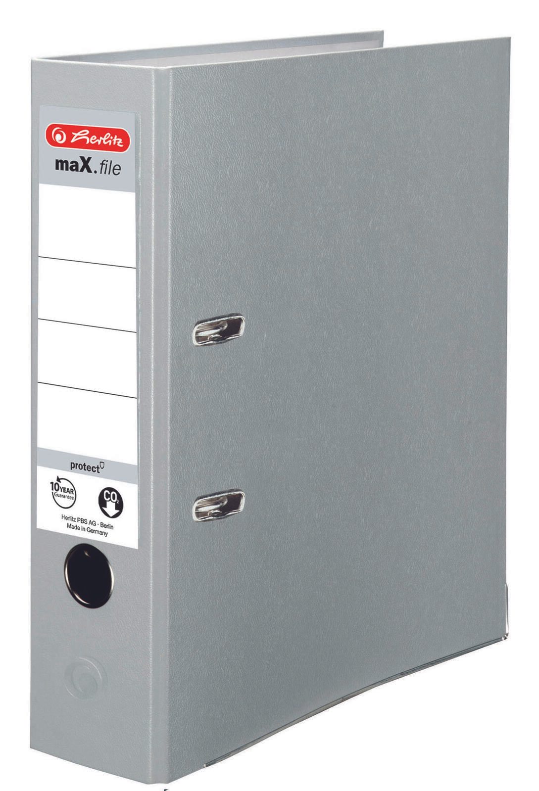 herlitz Ordner Rückenbreite 8 cm DIN A4 Kunststoff grau