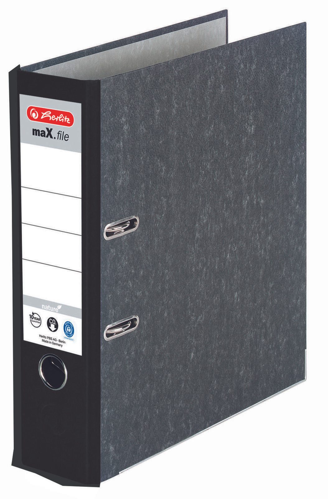 herlitz Ordner Rückenbreite 8 cm DIN A4 Karton schwarz marmoriert