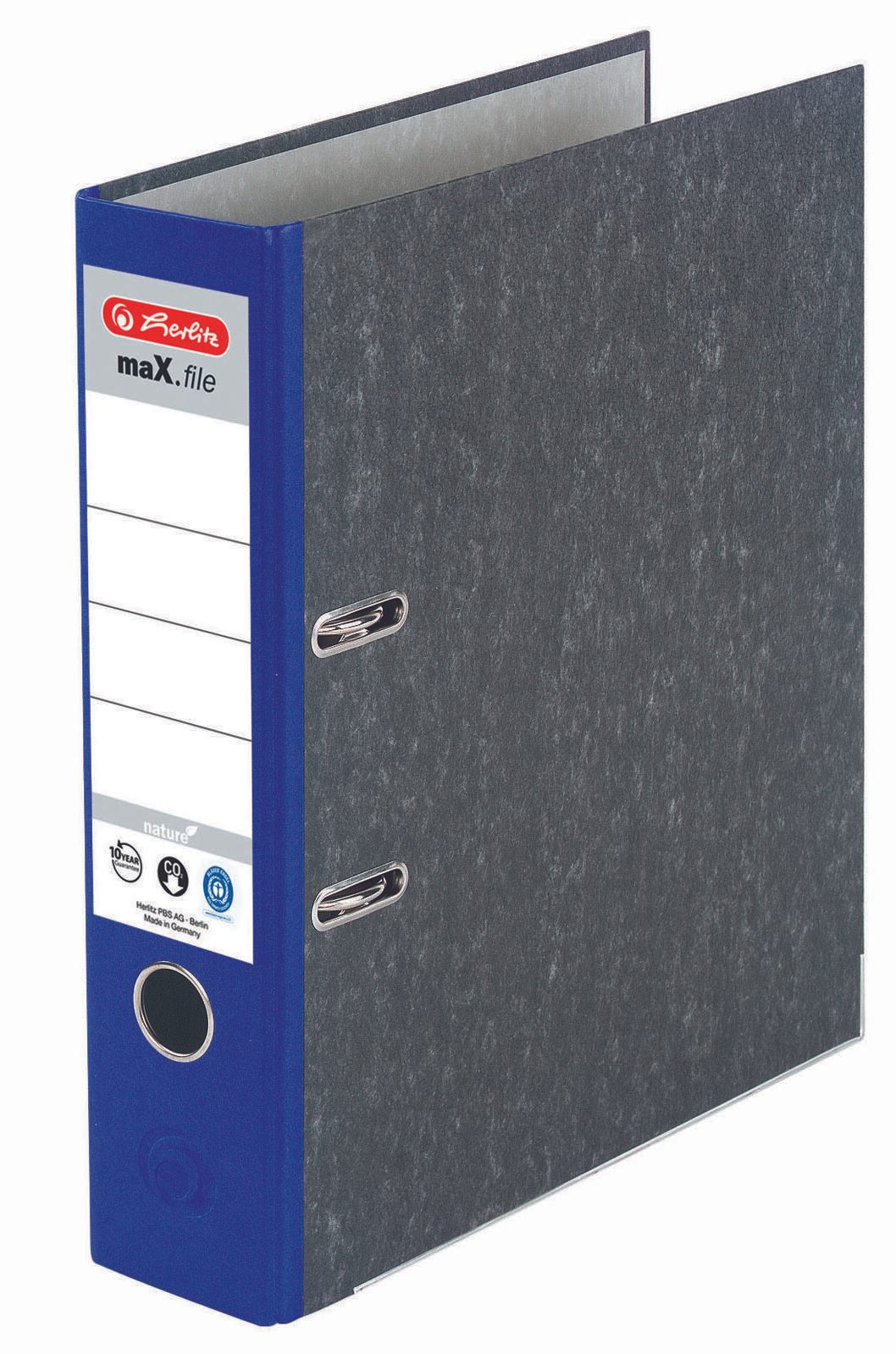 herlitz Ordner Rückenbreite 8 cm DIN A4 Karton blau marmoriert