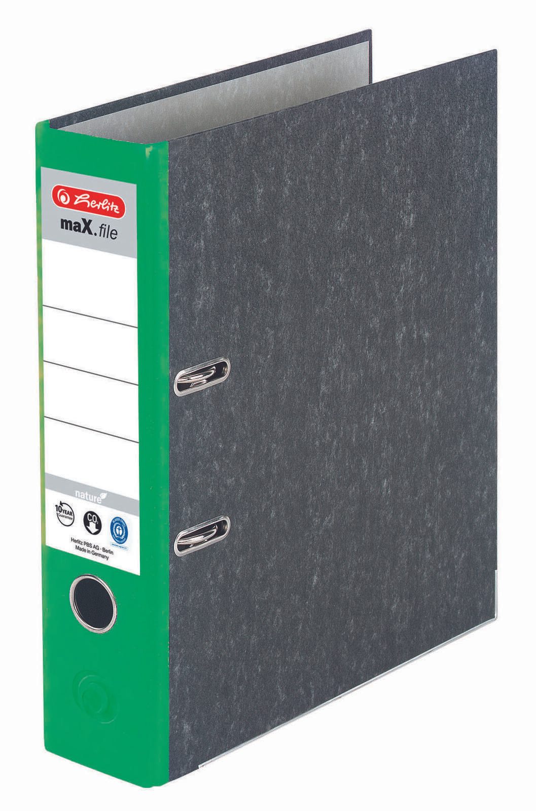 herlitz Ordner Rückenbreite 8 cm DIN A4 Karton grün marmoriert