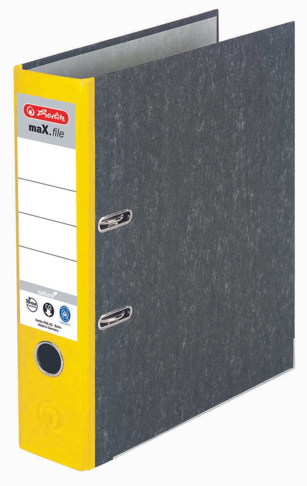 herlitz Ordner Rückenbreite 8 cm DIN A4 Karton gelb marmoriert