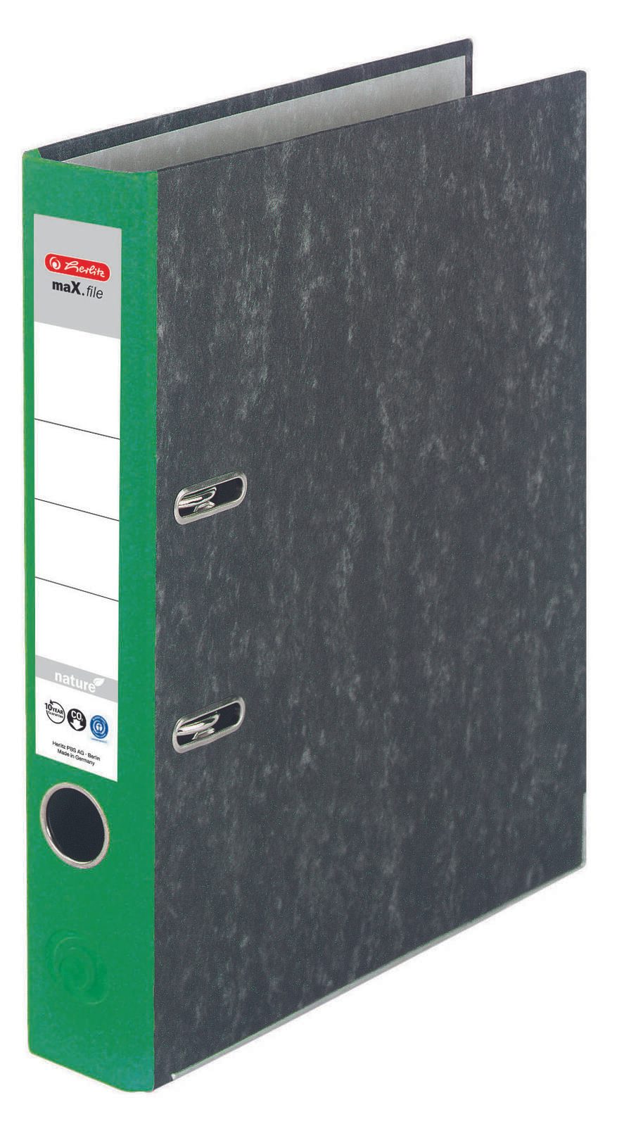 herlitz Ordner Rückenbreite 5 cm DIN A4 Karton grün marmoriert