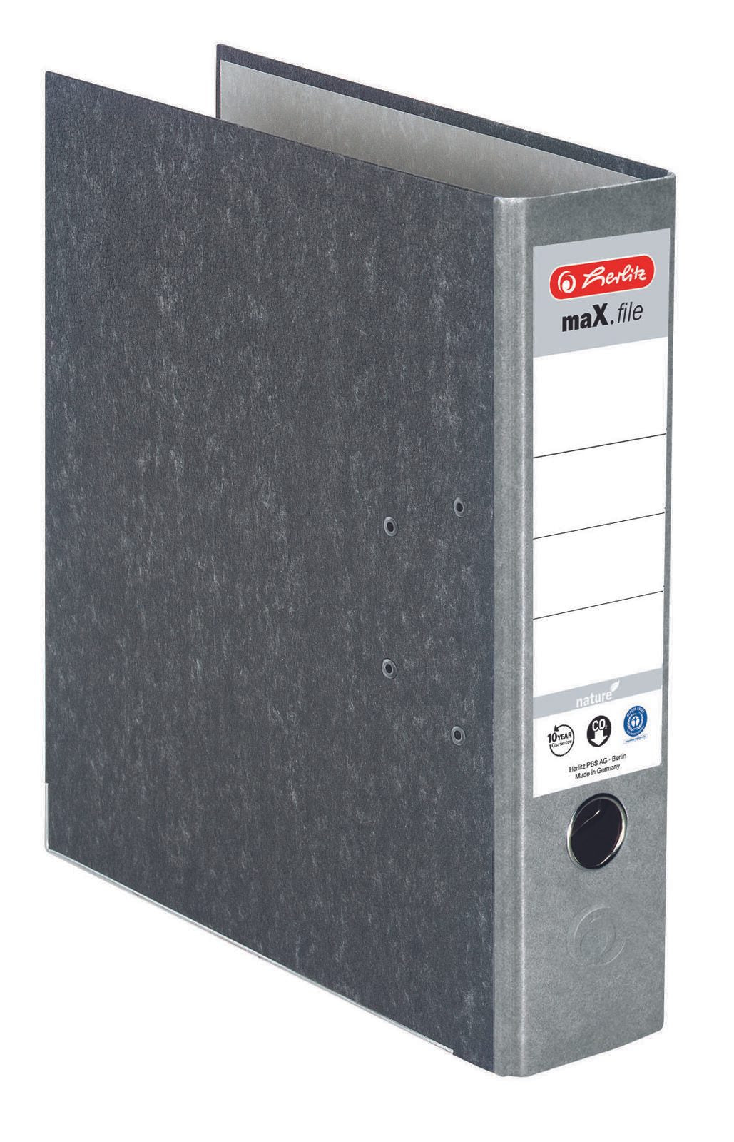 herlitz Ordner Rückenbreite 8 cm DIN A4 Karton grau marmoriert