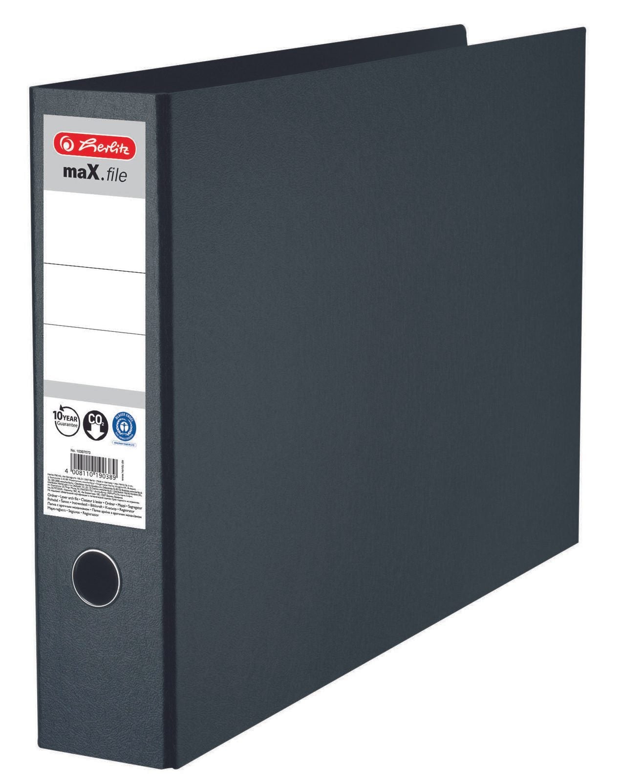 herlitz Ordner Rückenbreite 7.5 cm DIN A3 quer Karton schwarz marmoriert