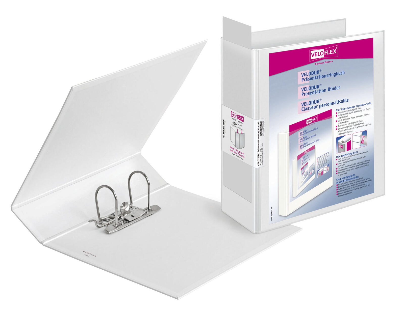 VELOFLEX Präsentationsordner 8.5 cm DIN A4 Kunststoff weiß