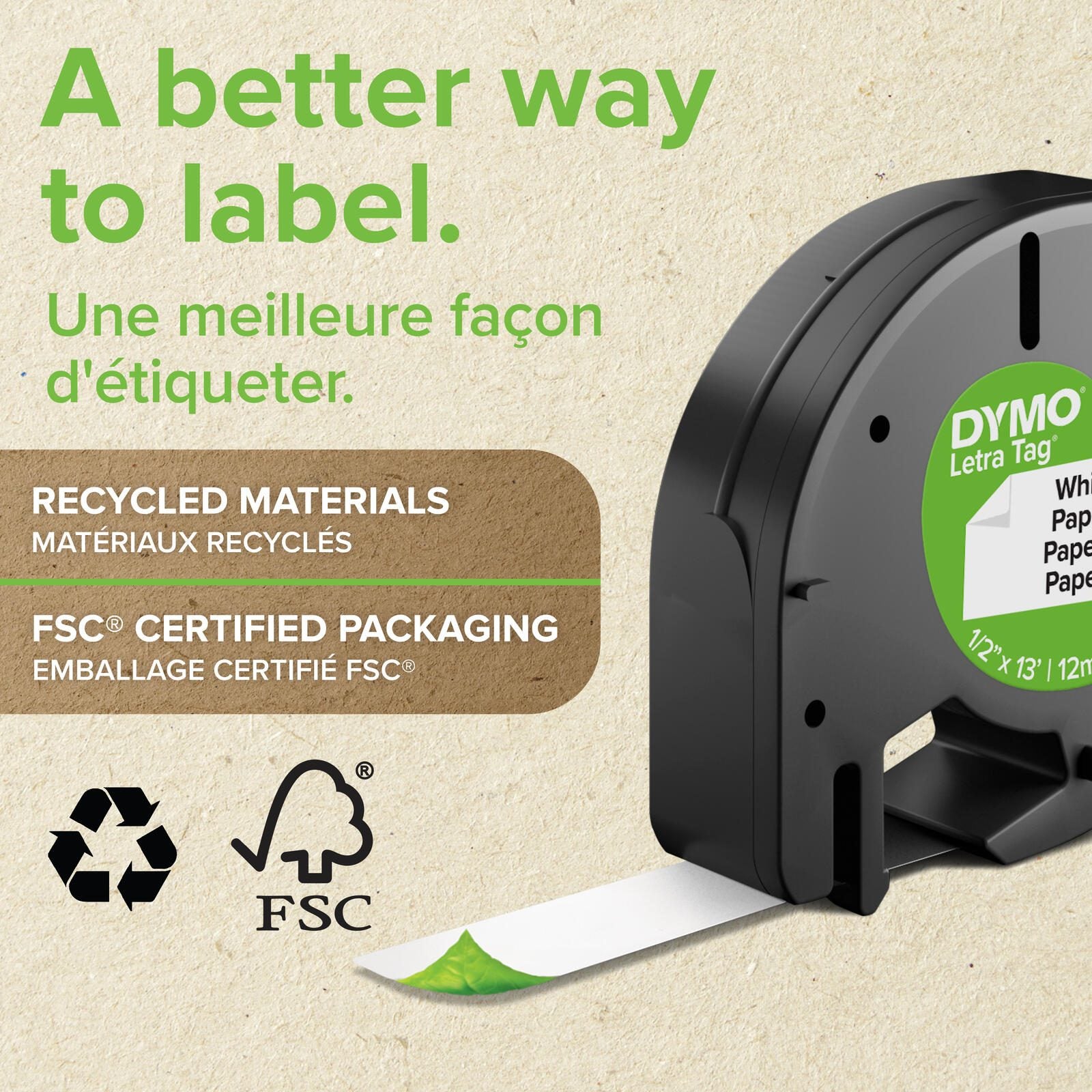 DYMO® Original Schriftband für LetraTag, Plastik - schwarz auf weiss