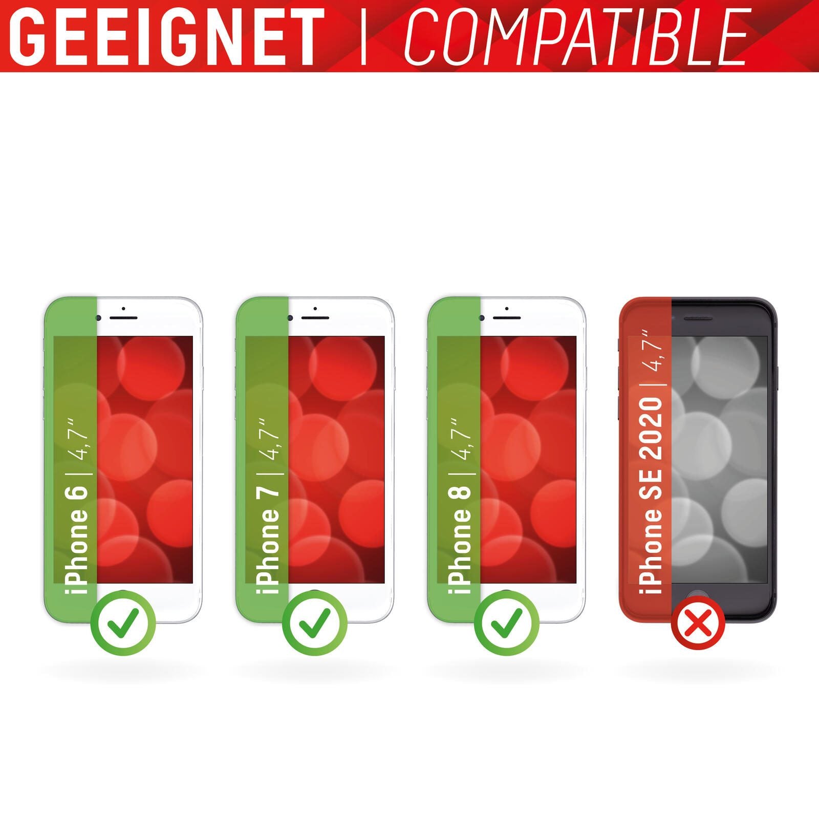 DISPLEX Panzerglas (10H) für Apple iPhone 6/7/8 (White), Montagerahmen, Full Cover