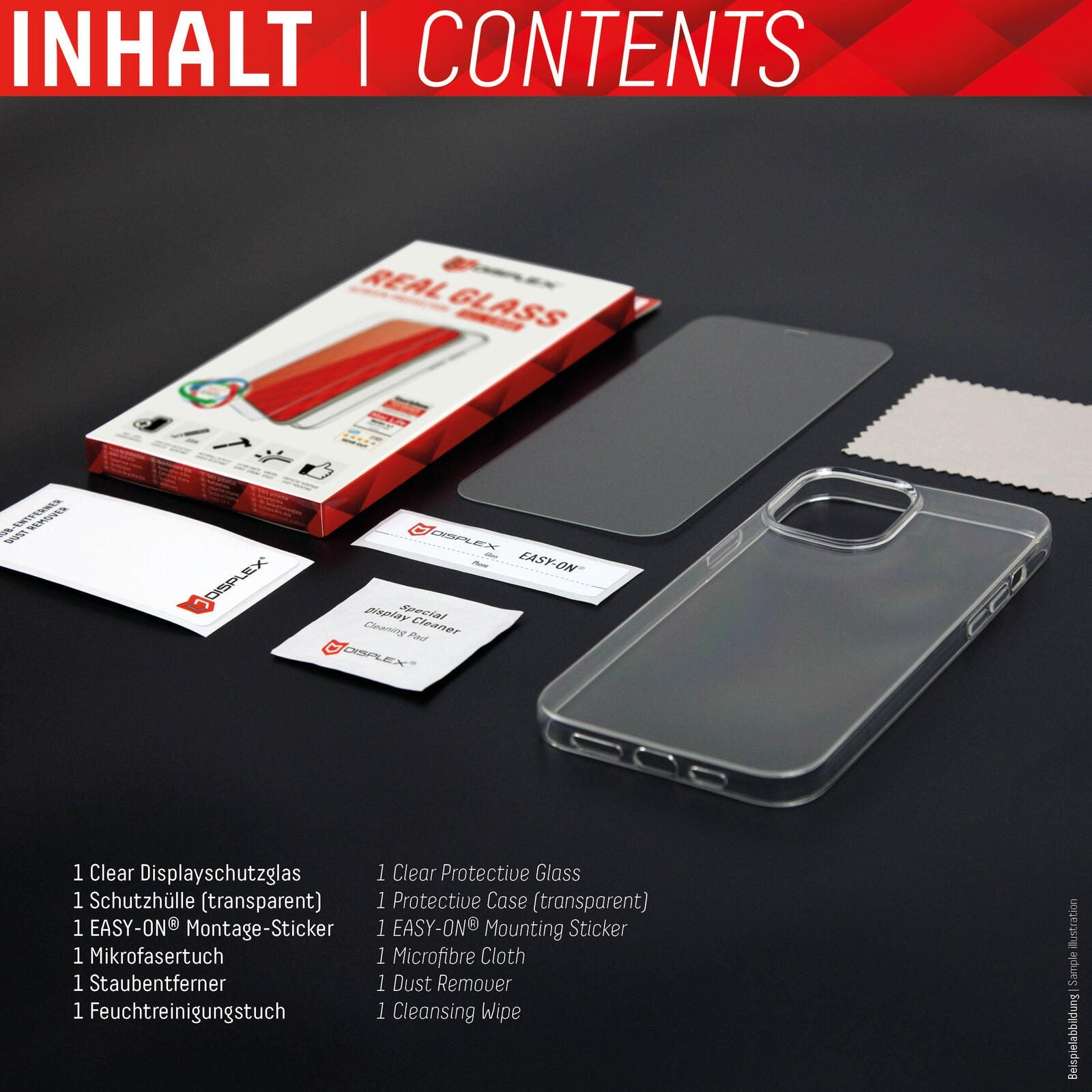 DISPLEX Panzerglas (10H, 2D) für Apple iPhone 12/12 Pro, Eco-Montagerahmen, kratzer-resistent