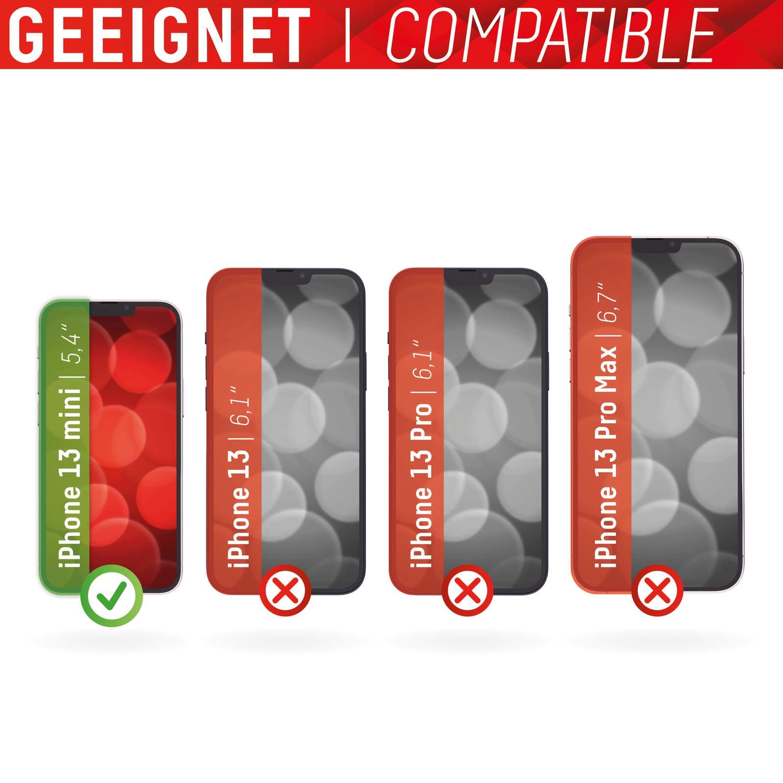 DISPLEX Panzerglas (10H, 2D) für Apple iPhone 13 mini, Eco-Montagerahmen, kratzer-resistent