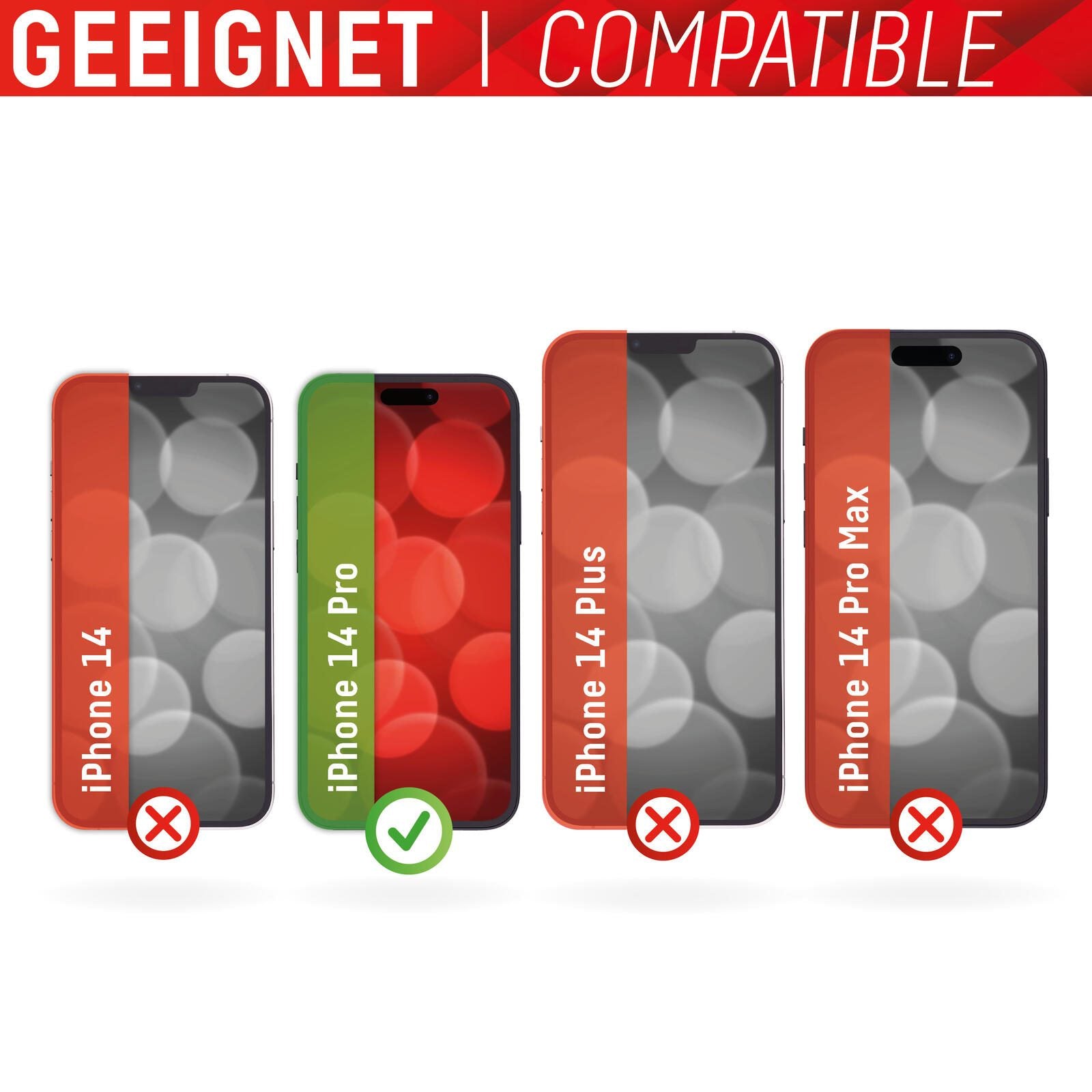 DISPLEX Panzerglas (10H) für Apple iPhone 14 Pro, Eco-Montagerahmen, Full Cover