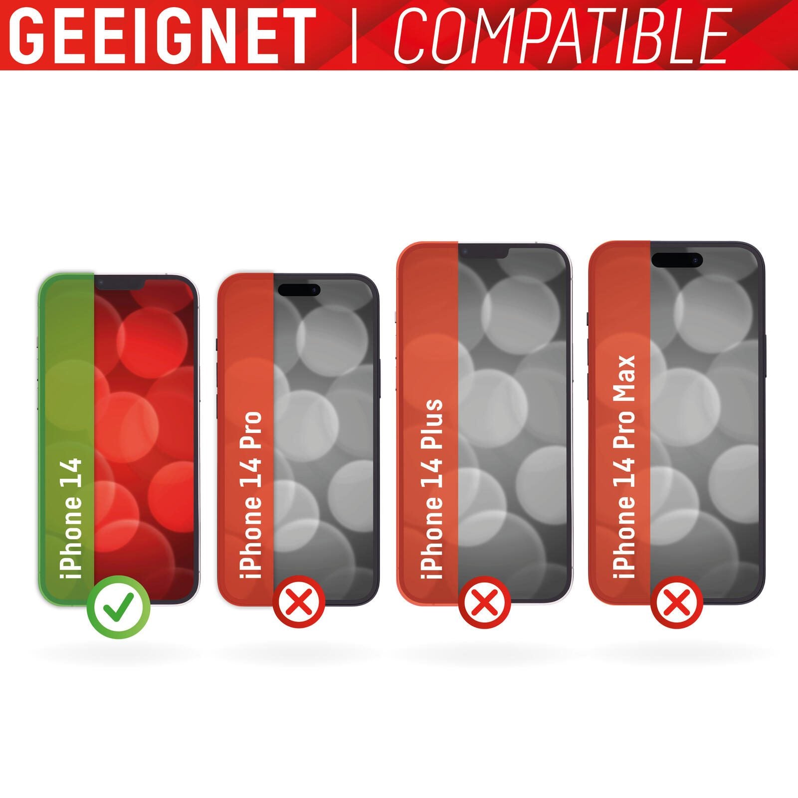DISPLEX Panzerglas + Schutzhülle für Apple iPhone 14 Pro, Eco-Montagerahmen, kratzer-resistent