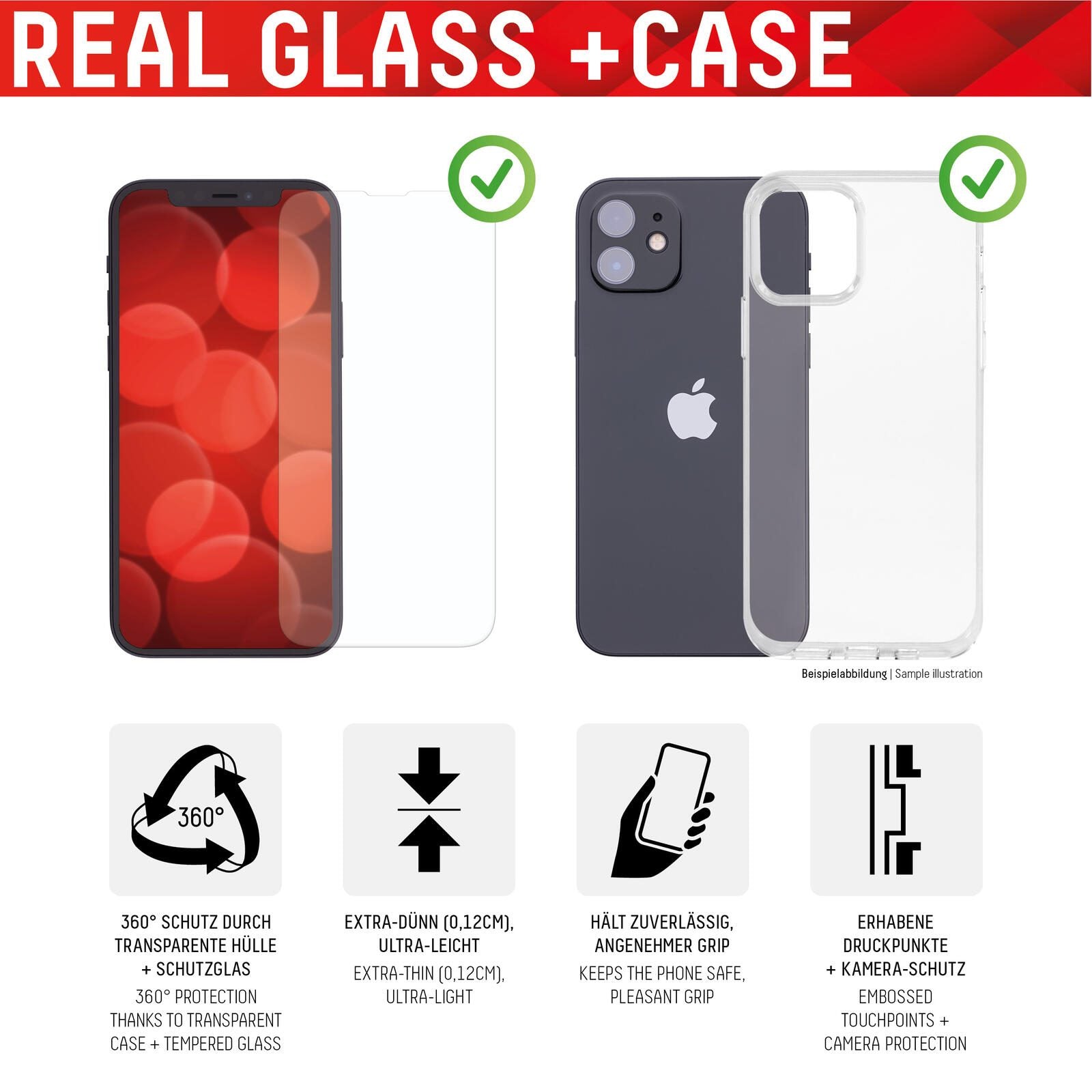 DISPLEX Panzerglas + Schutzhülle für Apple iPhone 14, Eco-Montagerahmen, kratzer-resistent