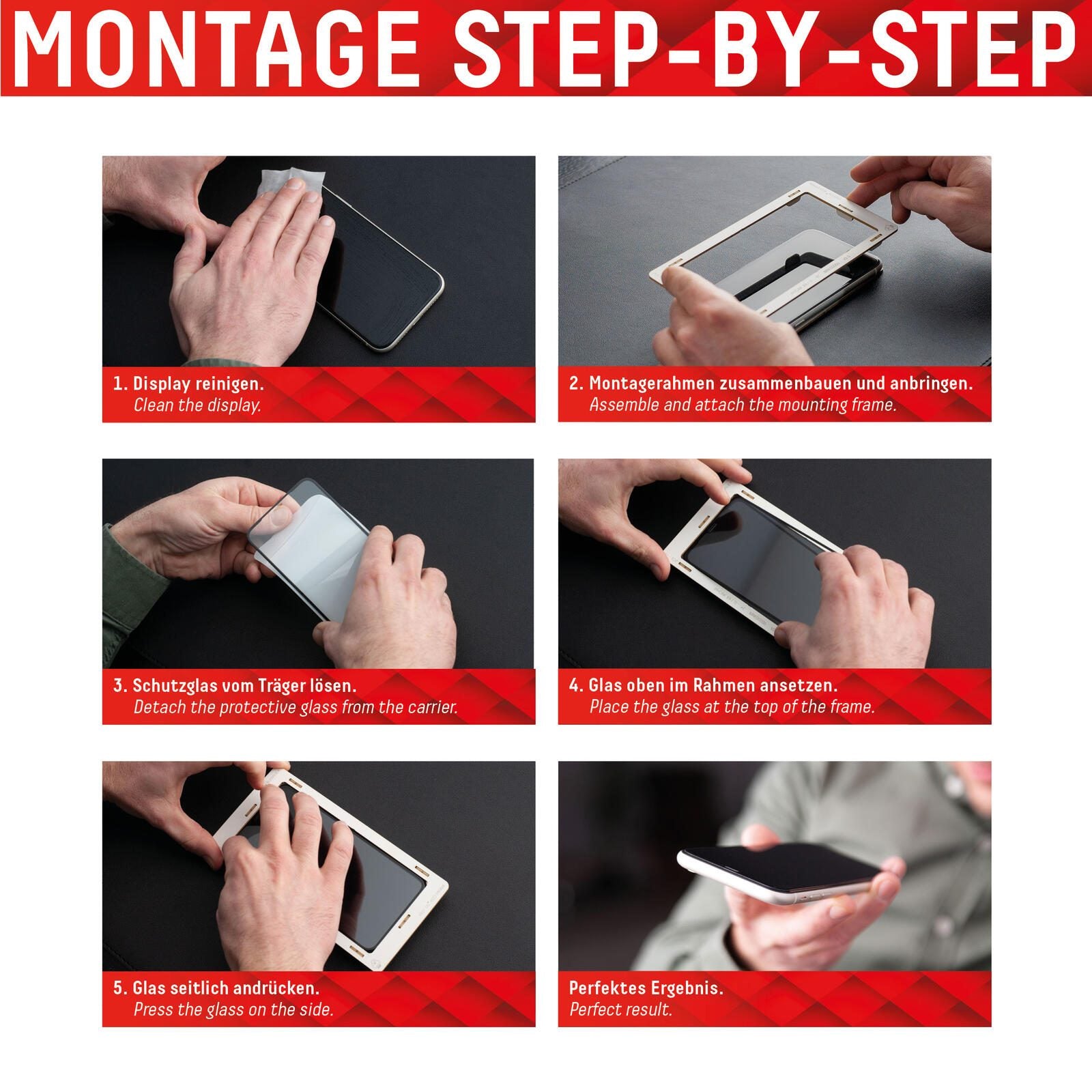 DISPLEX Panzerglas + Schutzhülle für Apple iPhone 14, Eco-Montagerahmen, kratzer-resistent