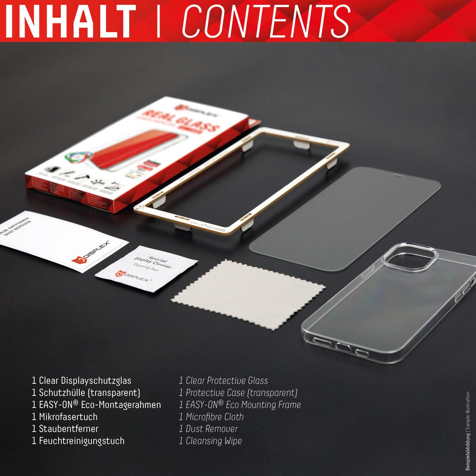 DISPLEX Panzerglas + Schutzhülle für Apple iPhone 14, Eco-Montagerahmen, kratzer-resistent