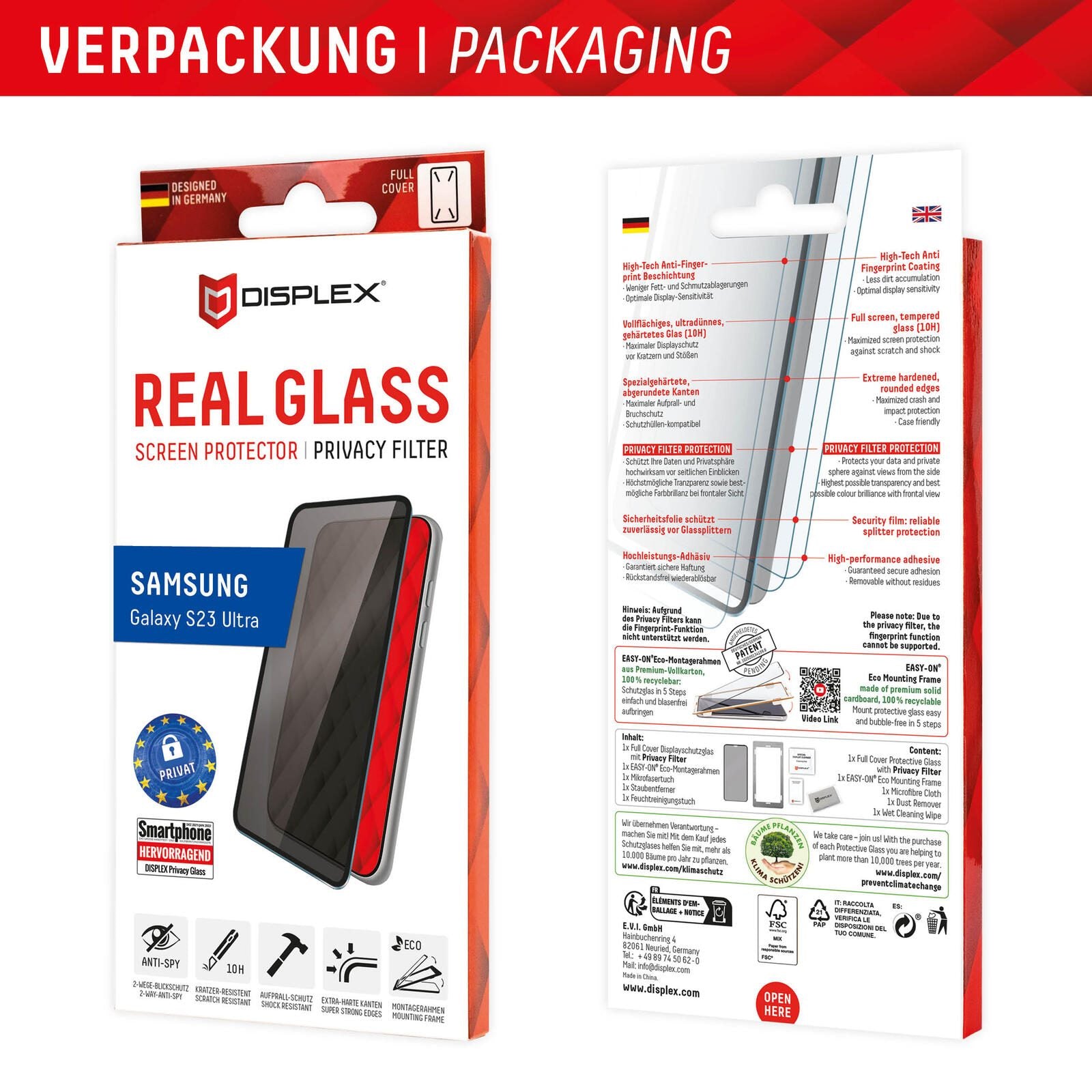 DISPLEX Privacy Glass 3D Samsung Galaxy S23 Ultra