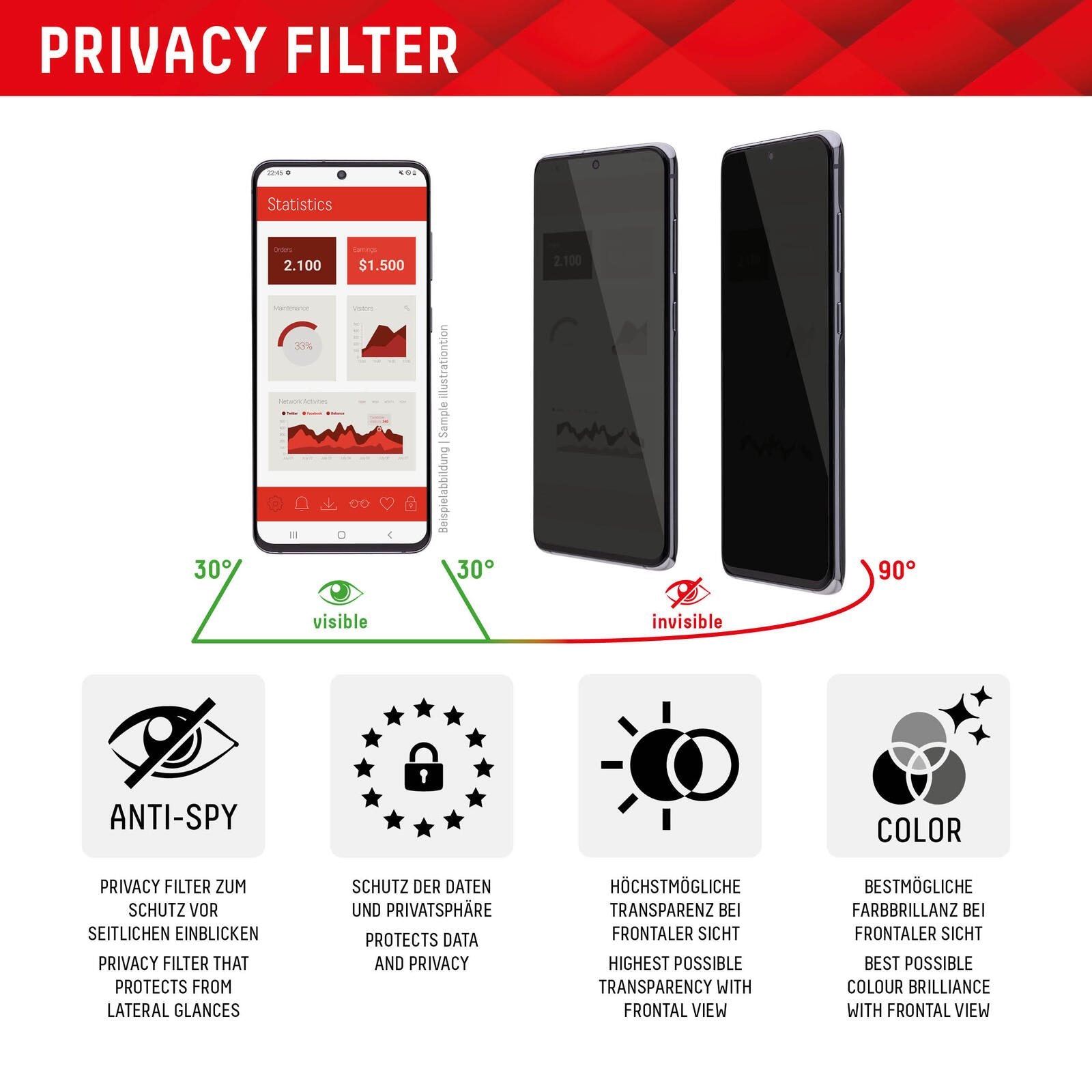 DISPLEX Privacy Glass 3D Samsung Galaxy S23 Ultra