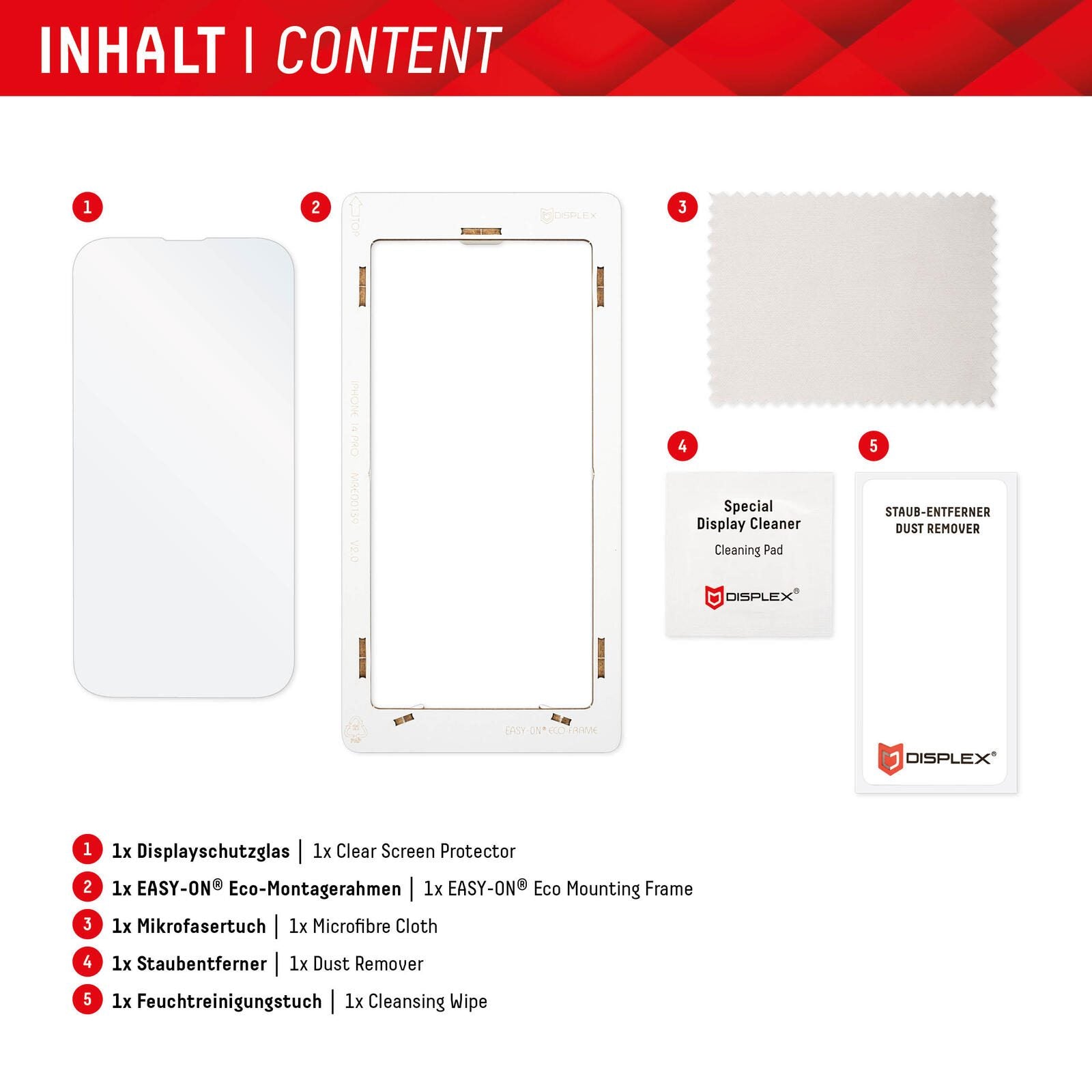 DISPLEX Panzerglas (10H, 2D) für Google Pixel 7, Eco-Montagerahmen, kratzer-resistent