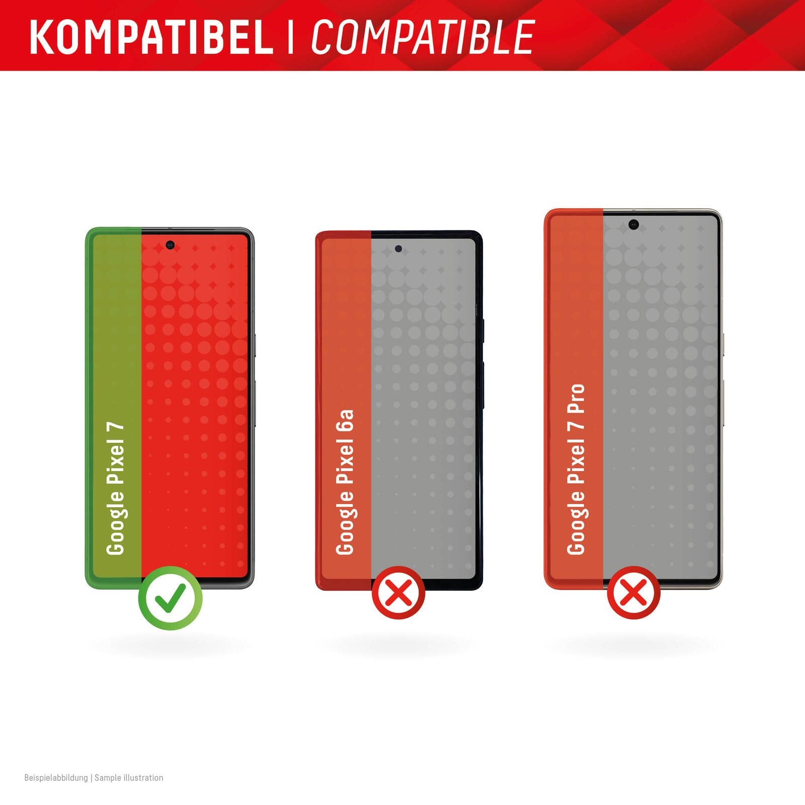 DISPLEX Panzerglas (10H, 2D) für Google Pixel 7, Eco-Montagerahmen, kratzer-resistent