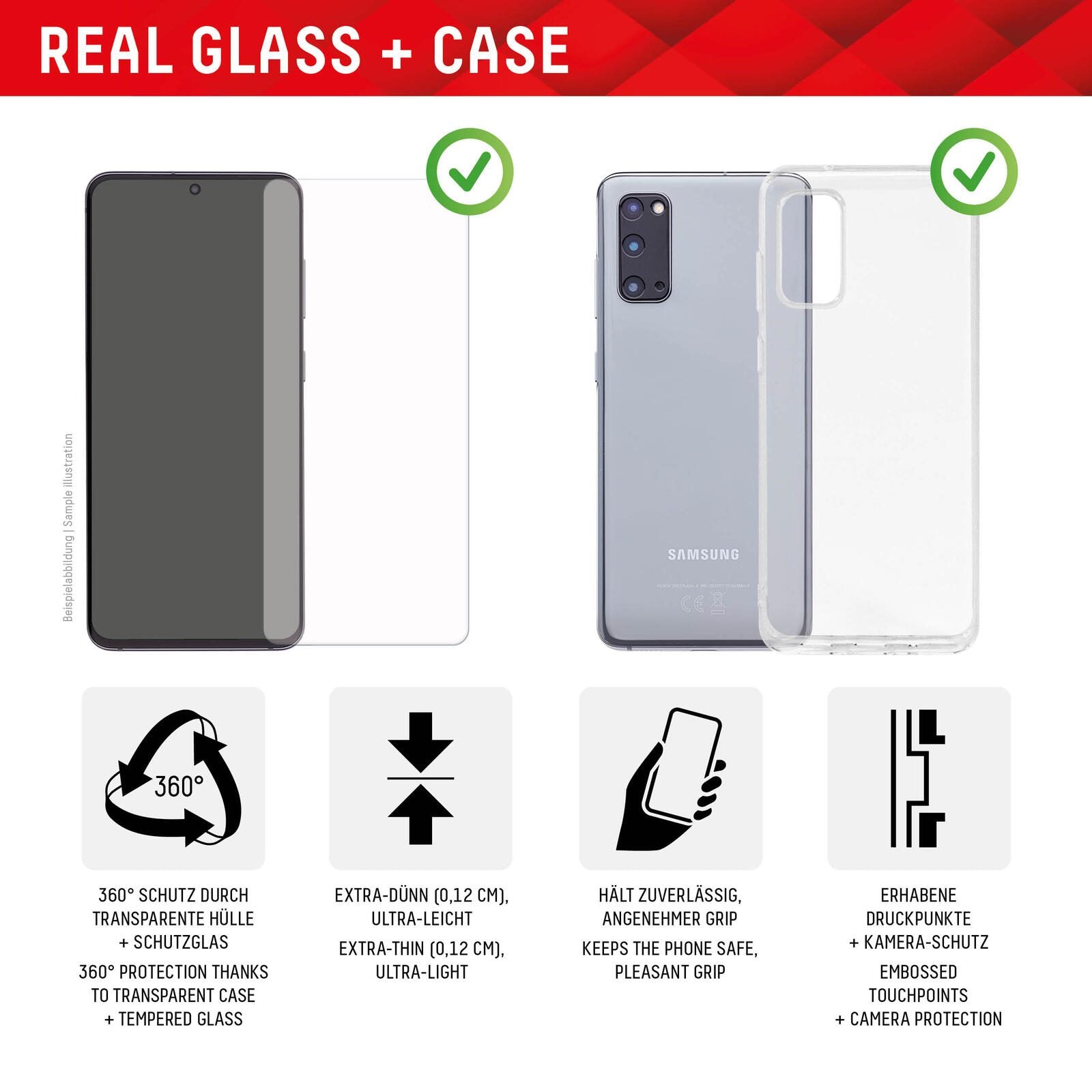DISPLEX Panzerglas + Schutzhülle für Google Pixel 7a, Eco-Montagerahmen, kratzer-resistent