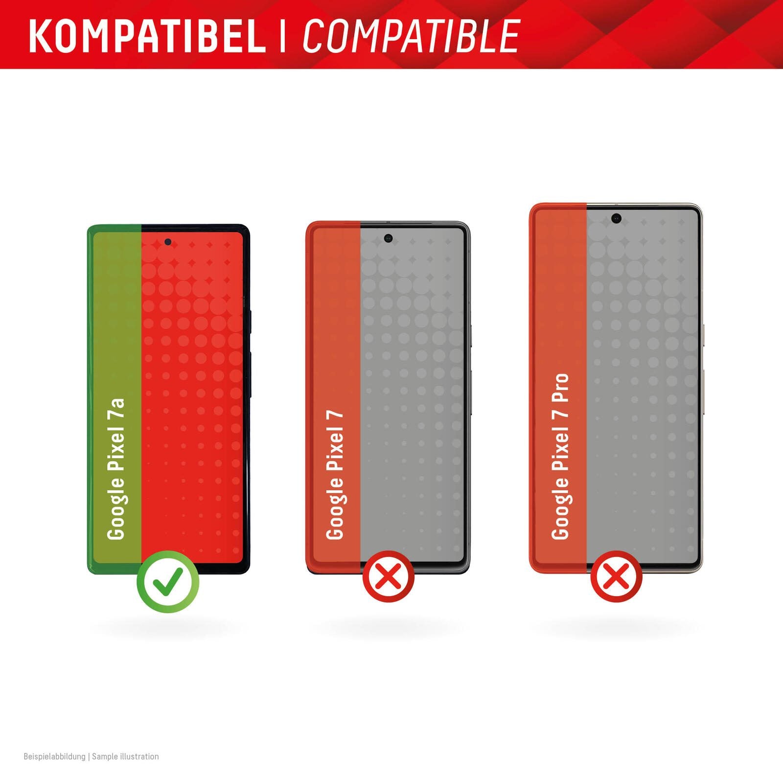 DISPLEX Panzerglas + Schutzhülle für Google Pixel 7a, Eco-Montagerahmen, kratzer-resistent
