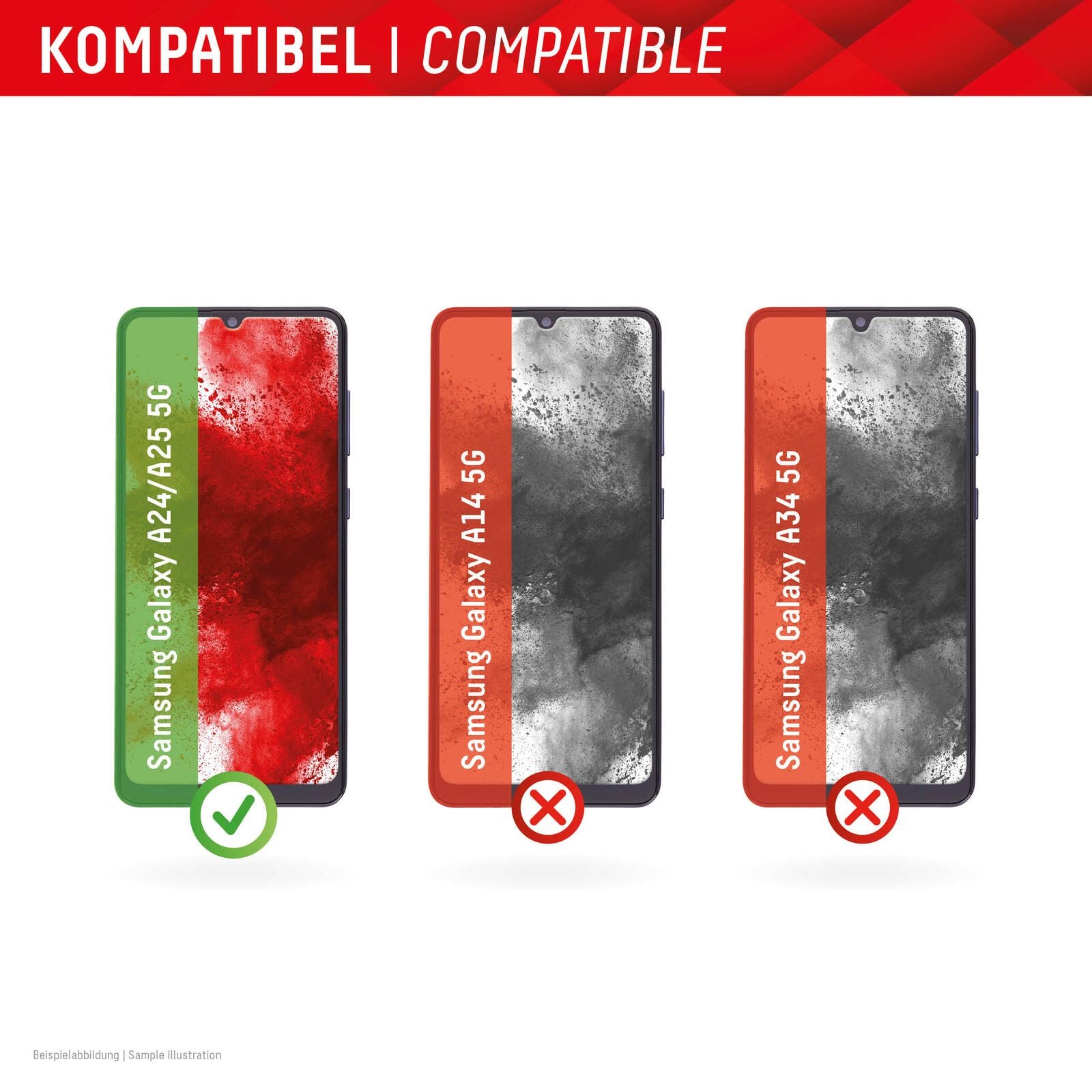 DISPLEX Panzerglas (10H, 2D) für Samsung Galaxy A24/A25 5G, Eco-Montagerahmen, kratzer-resistent
