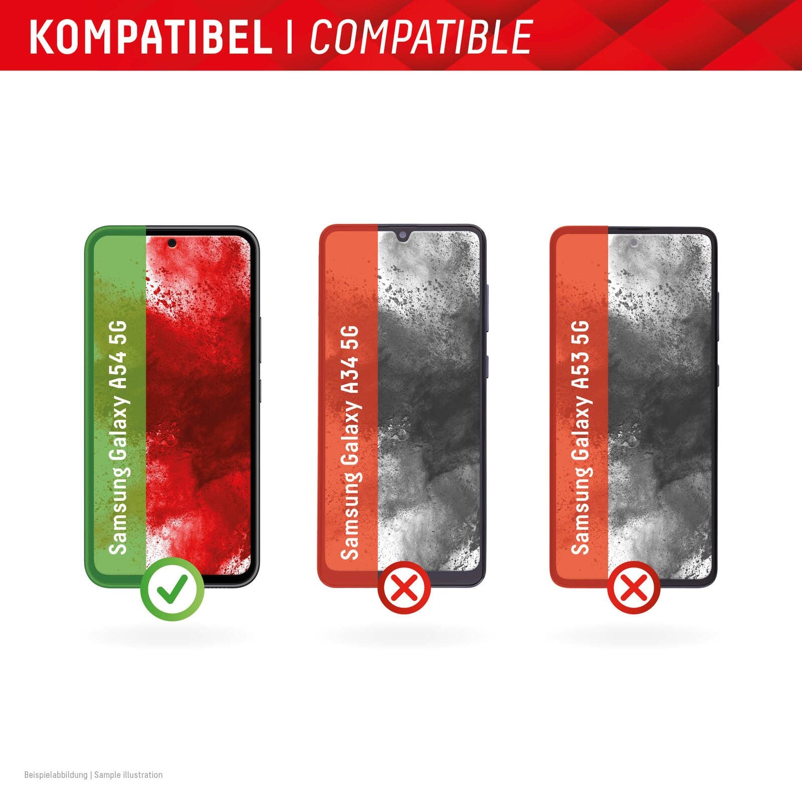 DISPLEX Panzerglas + Schutzhülle für Samsung Galaxy A54 5G, Eco-Montagerahmen, kratzer-resistent