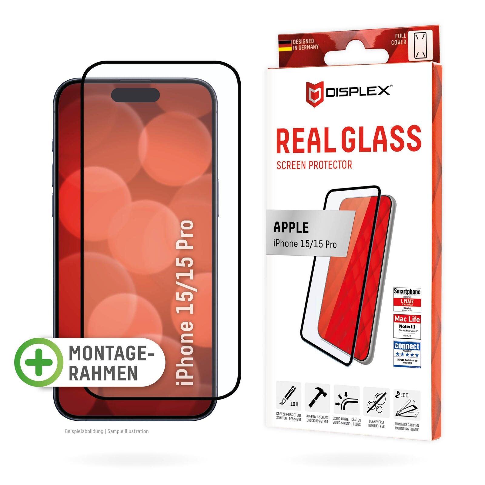 DISPLEX Panzerglas (10H) für Apple iPhone 15/15 Pro