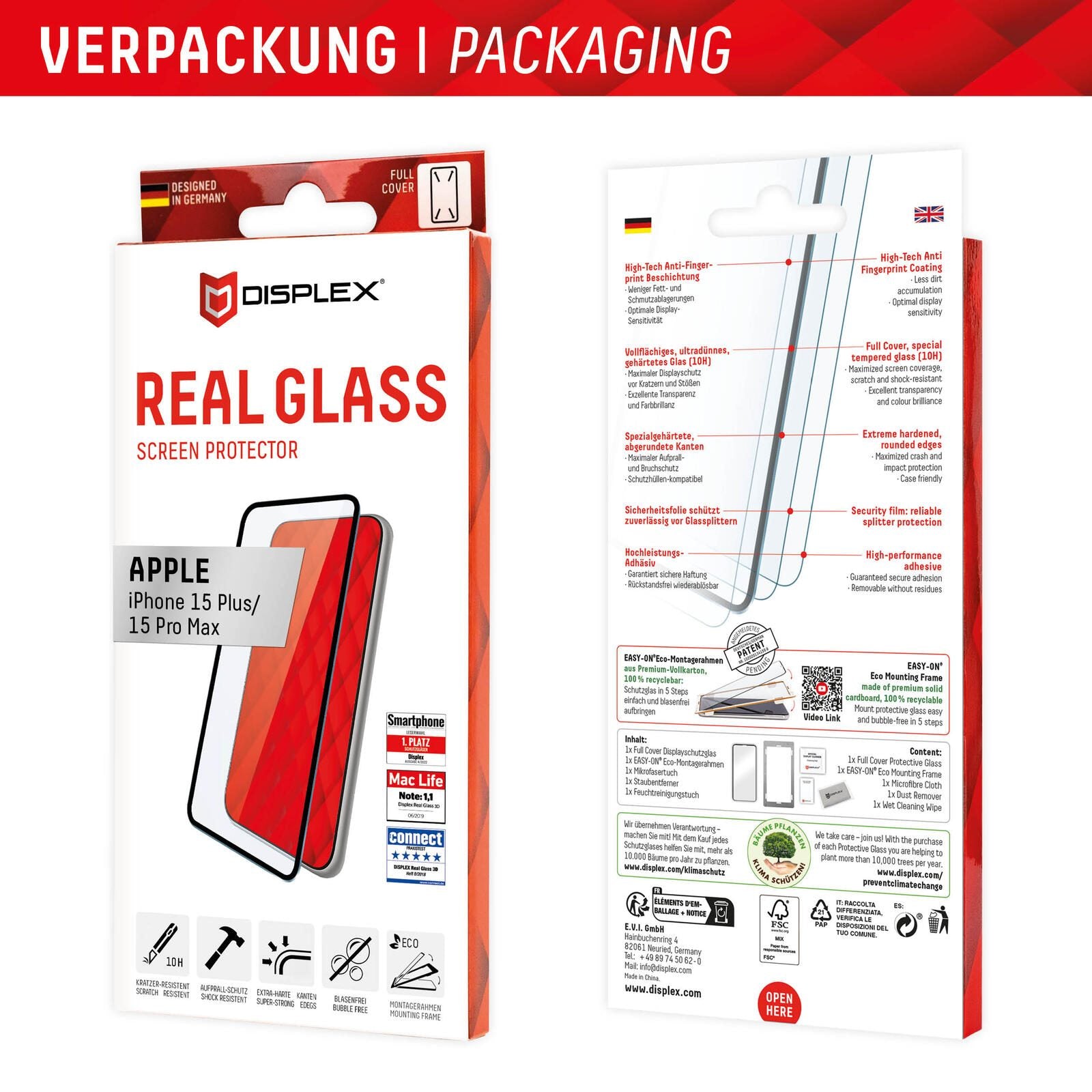 DISPLEX Panzerglas (10H) für Apple iPhone 15 Plus/15 Pro Max