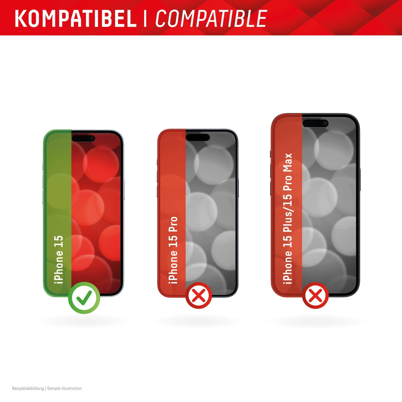 DISPLEX Panzerglas + Schutzhülle für Apple iPhone 15