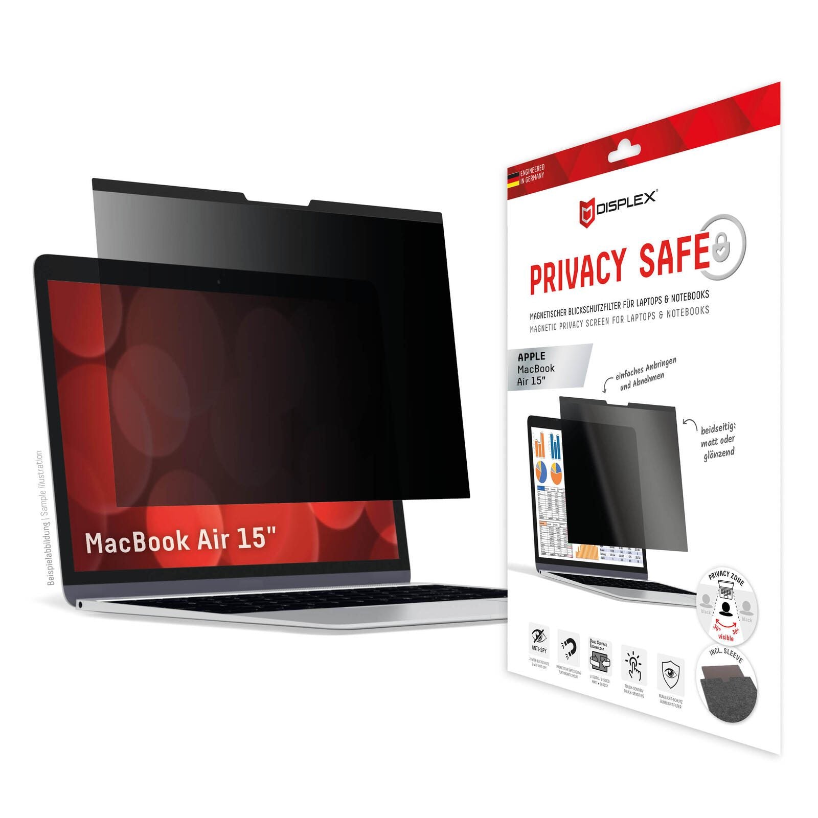 DISPLEX PRIVACY SAFE Magnetischer 2-Wege Blickschutzfilter für MacBook Air 15‘‘