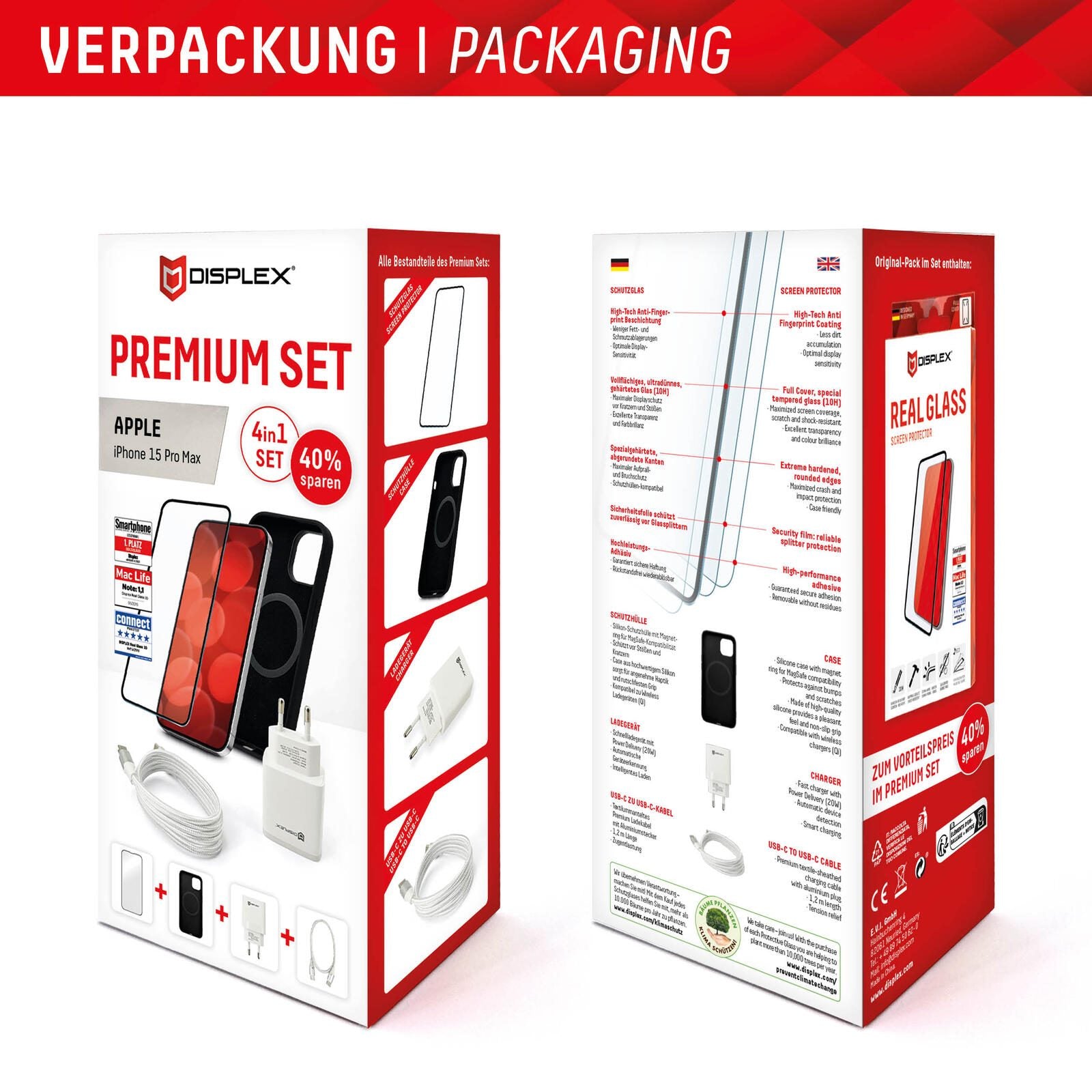 DISPLEX Premium-Starterset für Apple iPhone 15 Pro Max