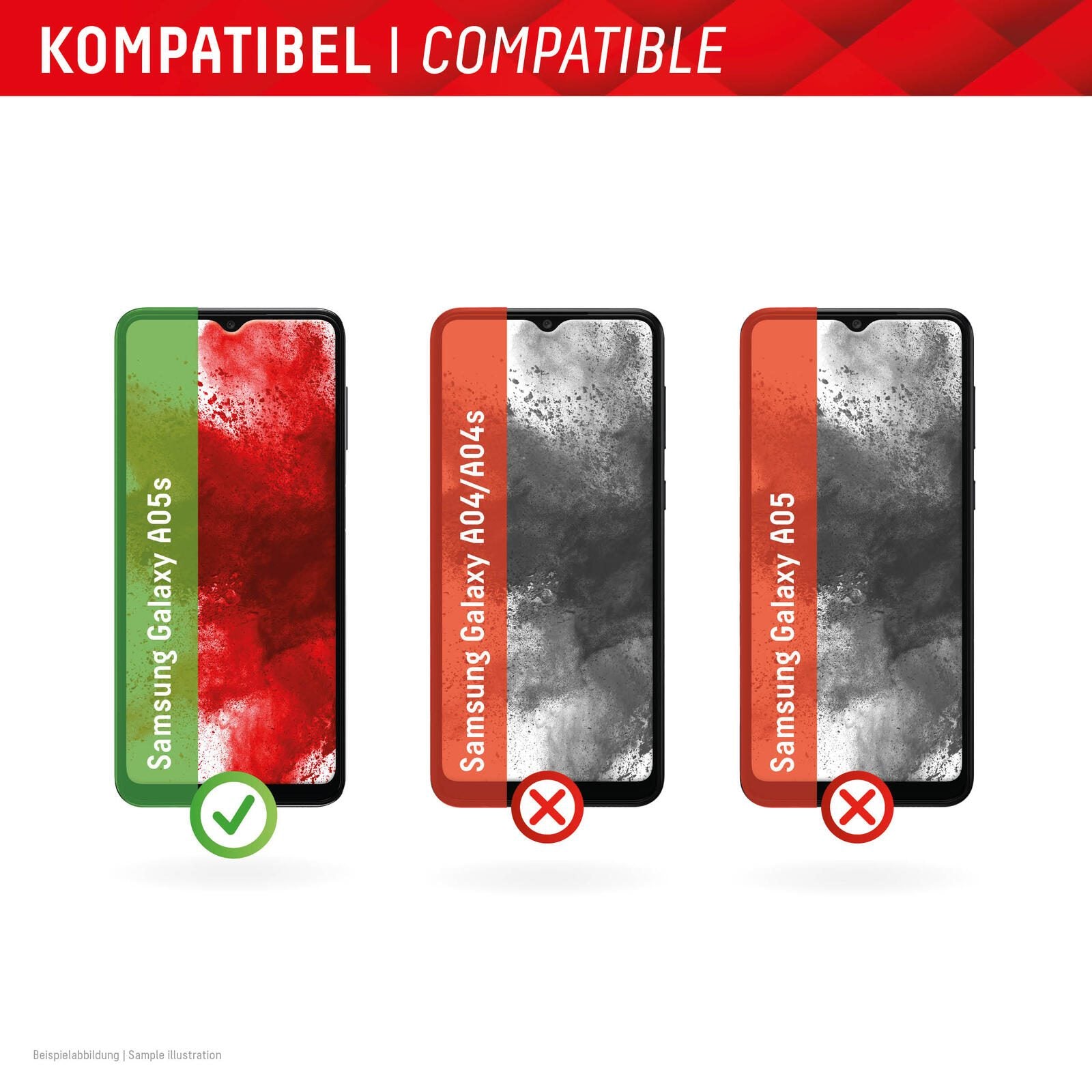 DISPLEX Panzerglas (10H, 2D) für Samsung Galaxy A05s, Eco-Montagerahmen, kratzer-resistent