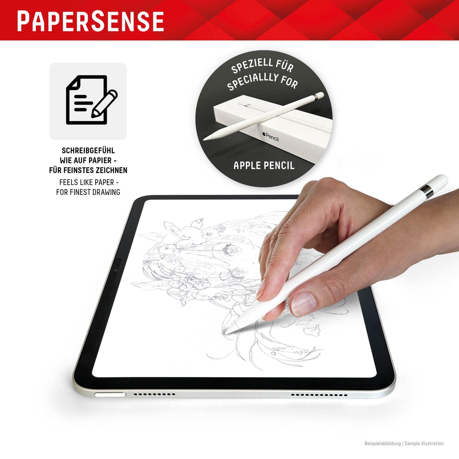 DISPLEX TABLET PAPERSENSE für iPad Pro 11'' (1./2./3./4. Gen.)/Air (4./5. Gen.), wiederablösbare Schreibfolie und Zeiche