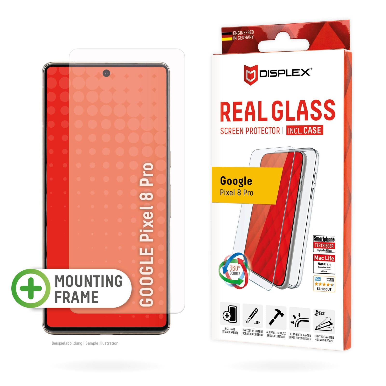 DISPLEX Panzerglas + Schutzhülle für Google Pixel 8 Pro