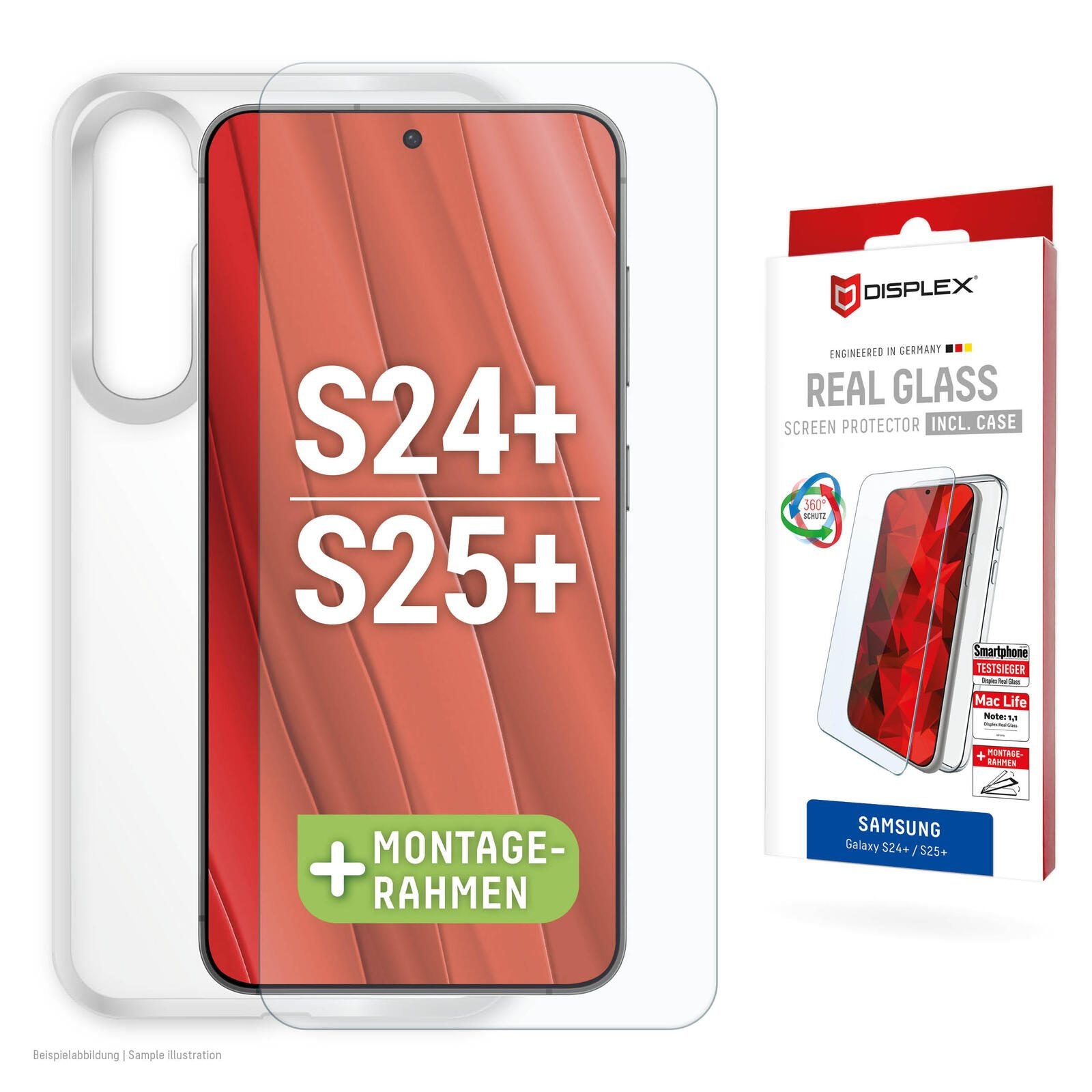 DISPLEX Panzerglas (10H) + Schutzhülle für Samsung Galaxy S24+/S25+