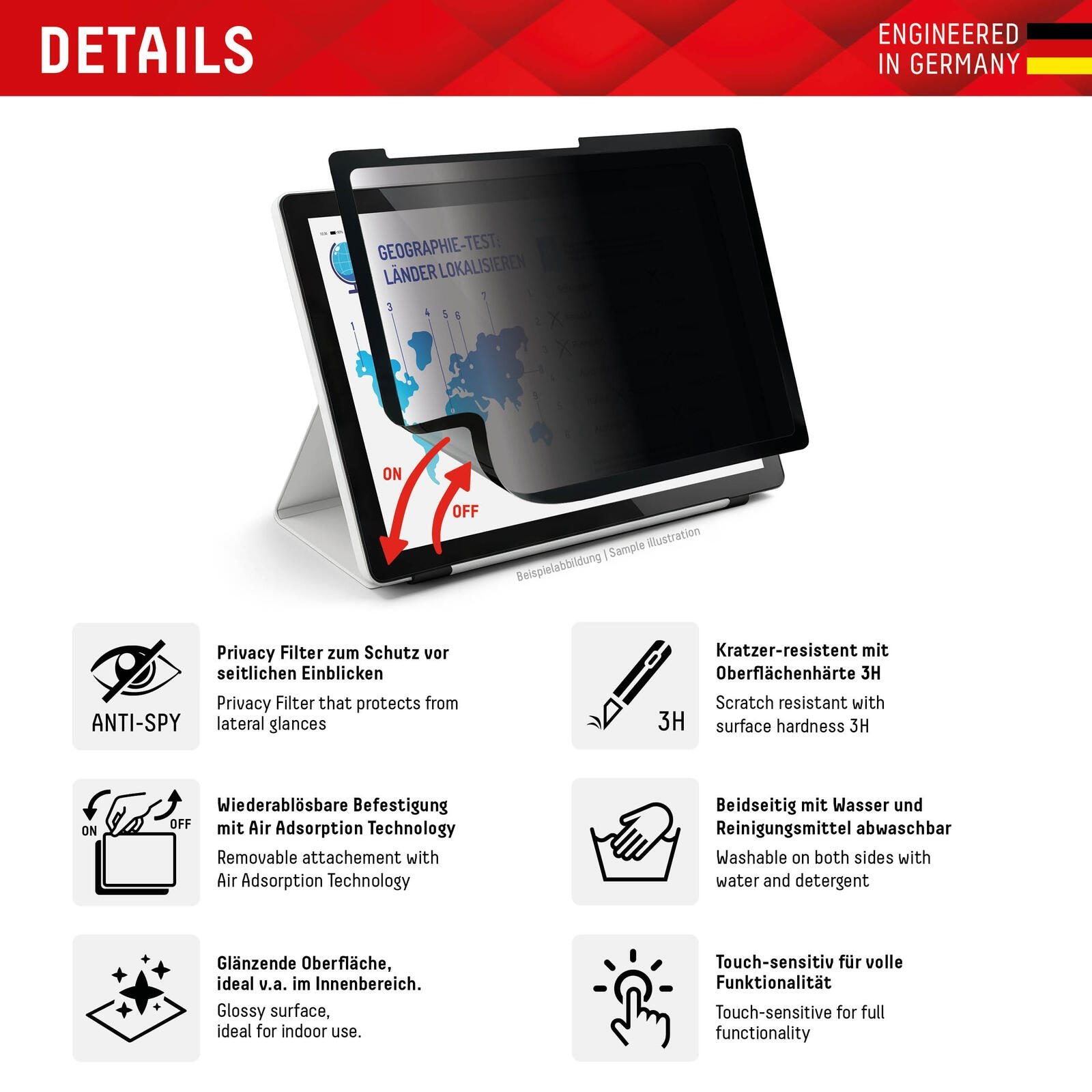 DISPLEX TABLET PRIVACY SAFE Blickschutzfilter für iPad Pro 11'' (2024)
