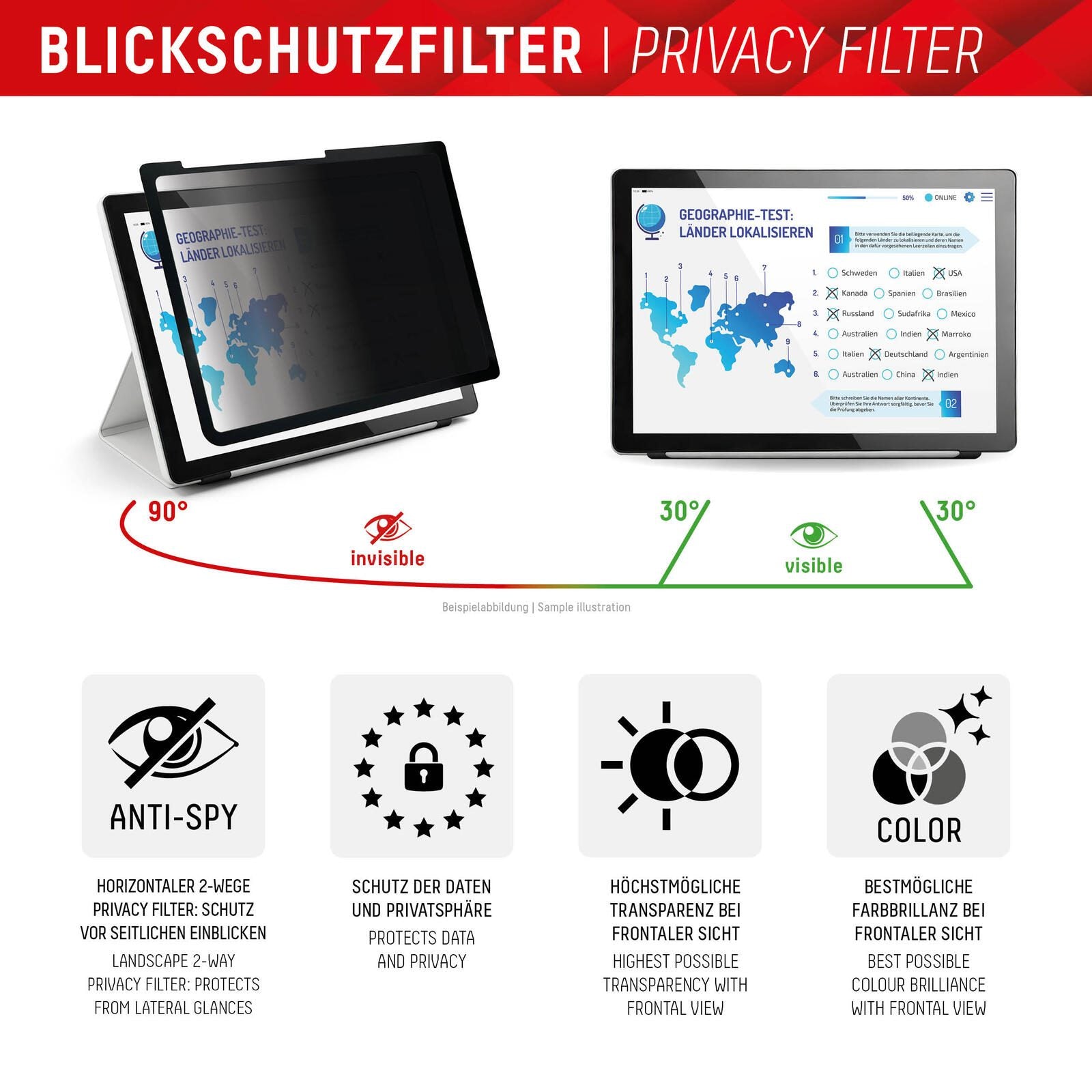 DISPLEX TABLET PRIVACY SAFE Blickschutzfilter für iPad Pro 11'' (2024)