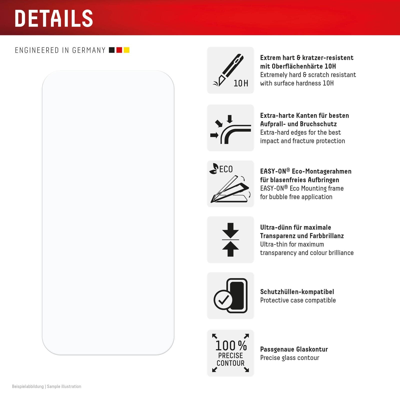 DISPLEX Panzerglas (10H) + Schutzhülle für Apple iPhone 16