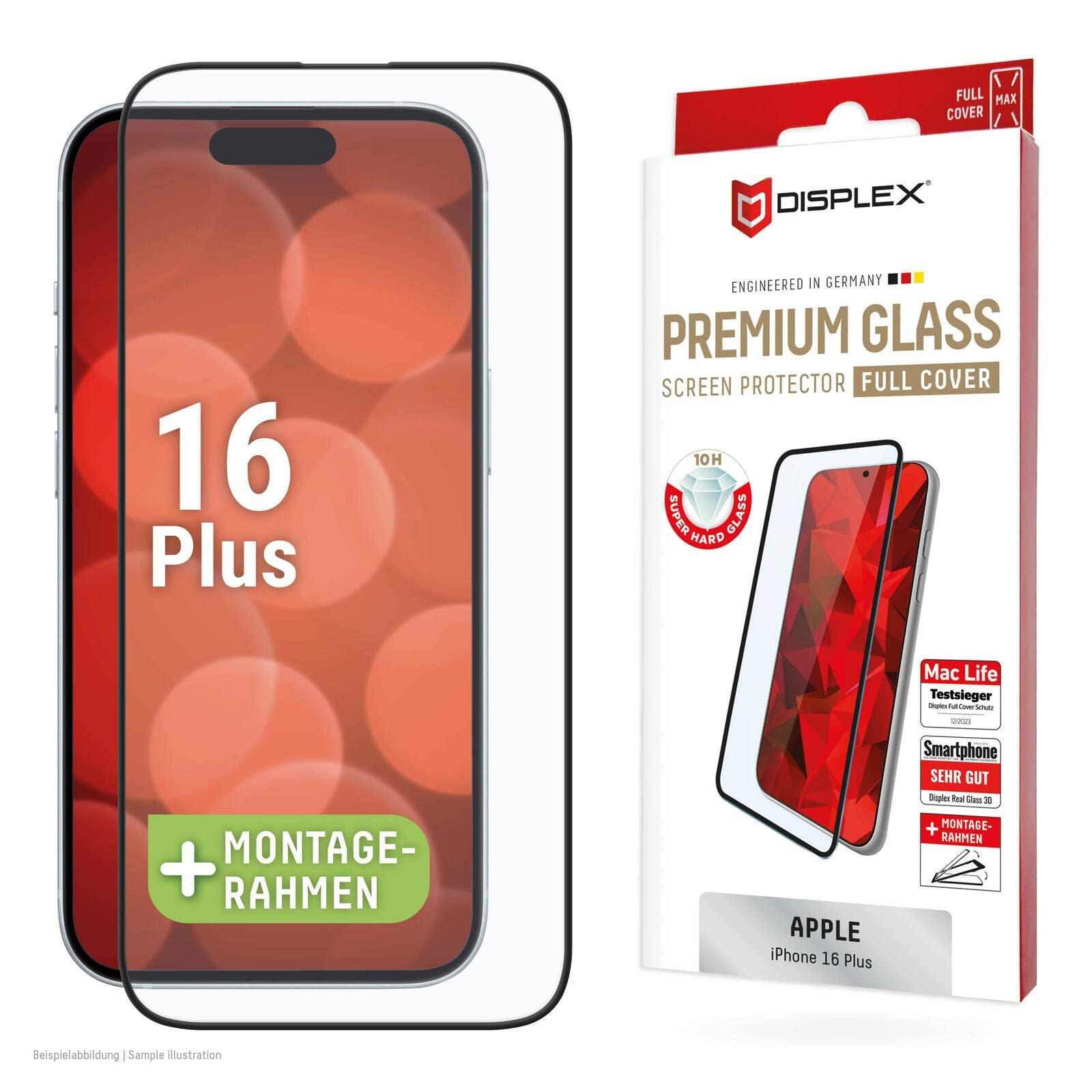 DISPLEX Premium Panzerglas (Full Cover, 10H) für Apple iPhone 16 Plus