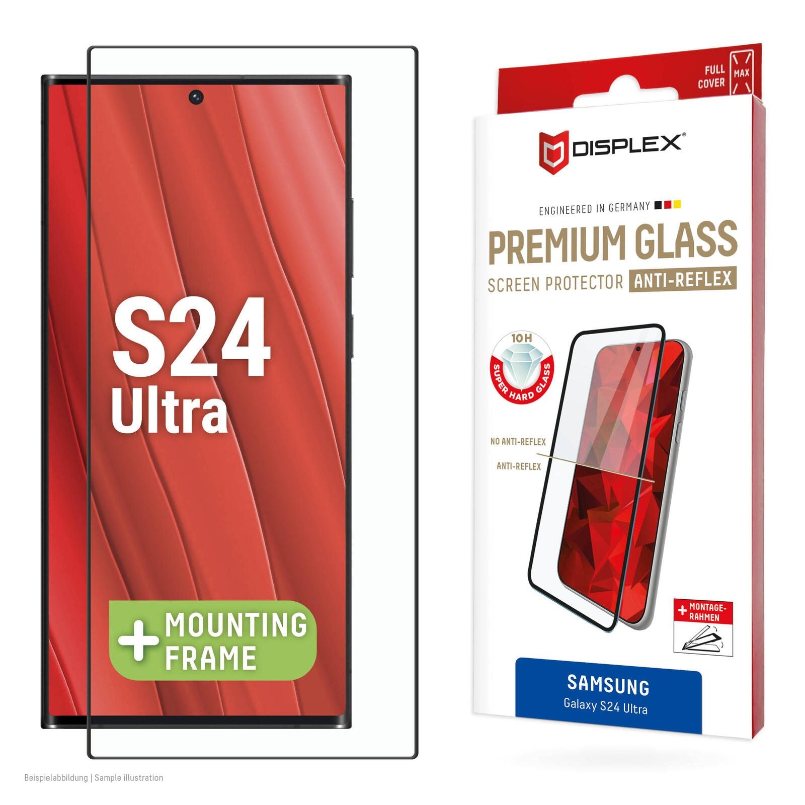 DISPLEX Premium Anti-Reflex Panzerglas (super-entspiegelt, FC, 10H) für Samsung Galaxy S24 Ultra