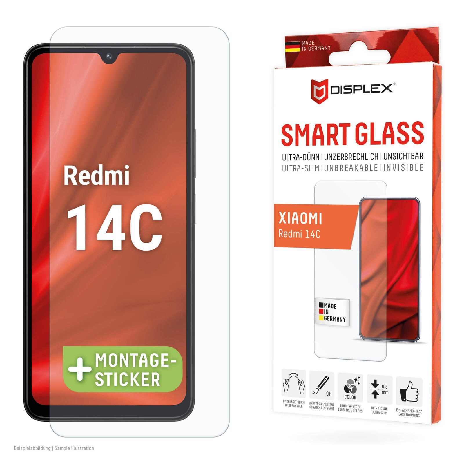 DISPLEX Smart Schutzglass für Xiaomi Redmi 14C