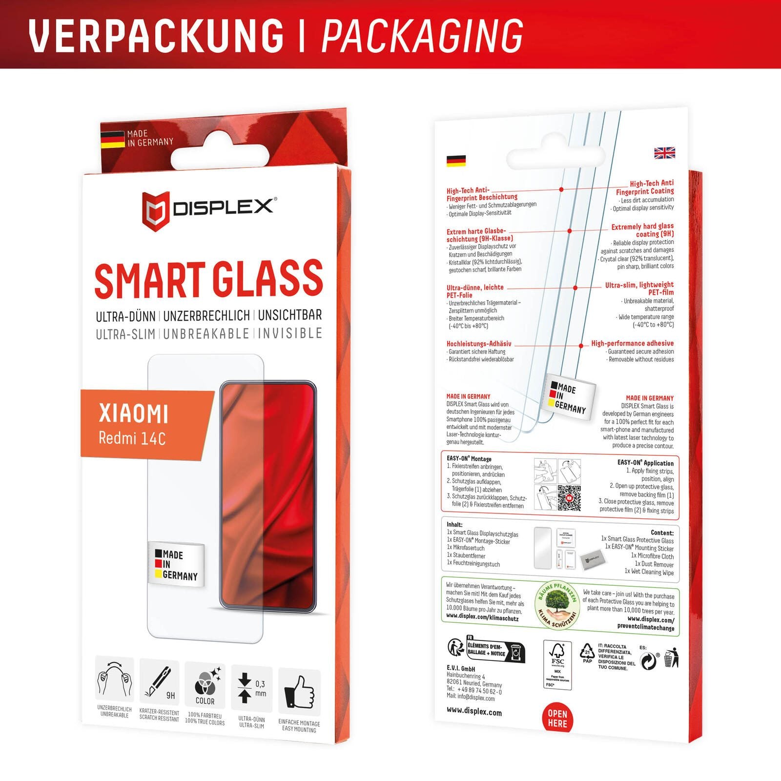 DISPLEX Smart Schutzglass für Xiaomi Redmi 14C