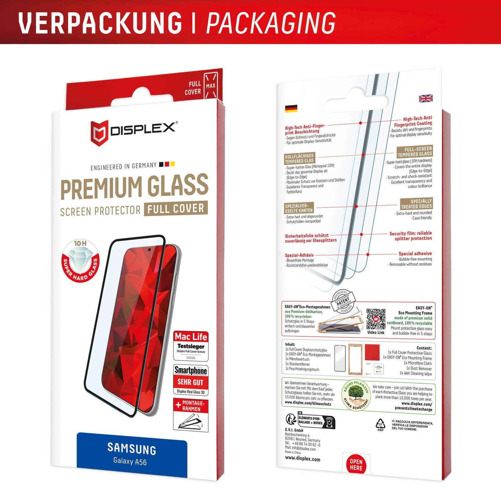 DISPLEX Premium Panzerglas (Full Cover, 10H) für Samsung Galaxy A56