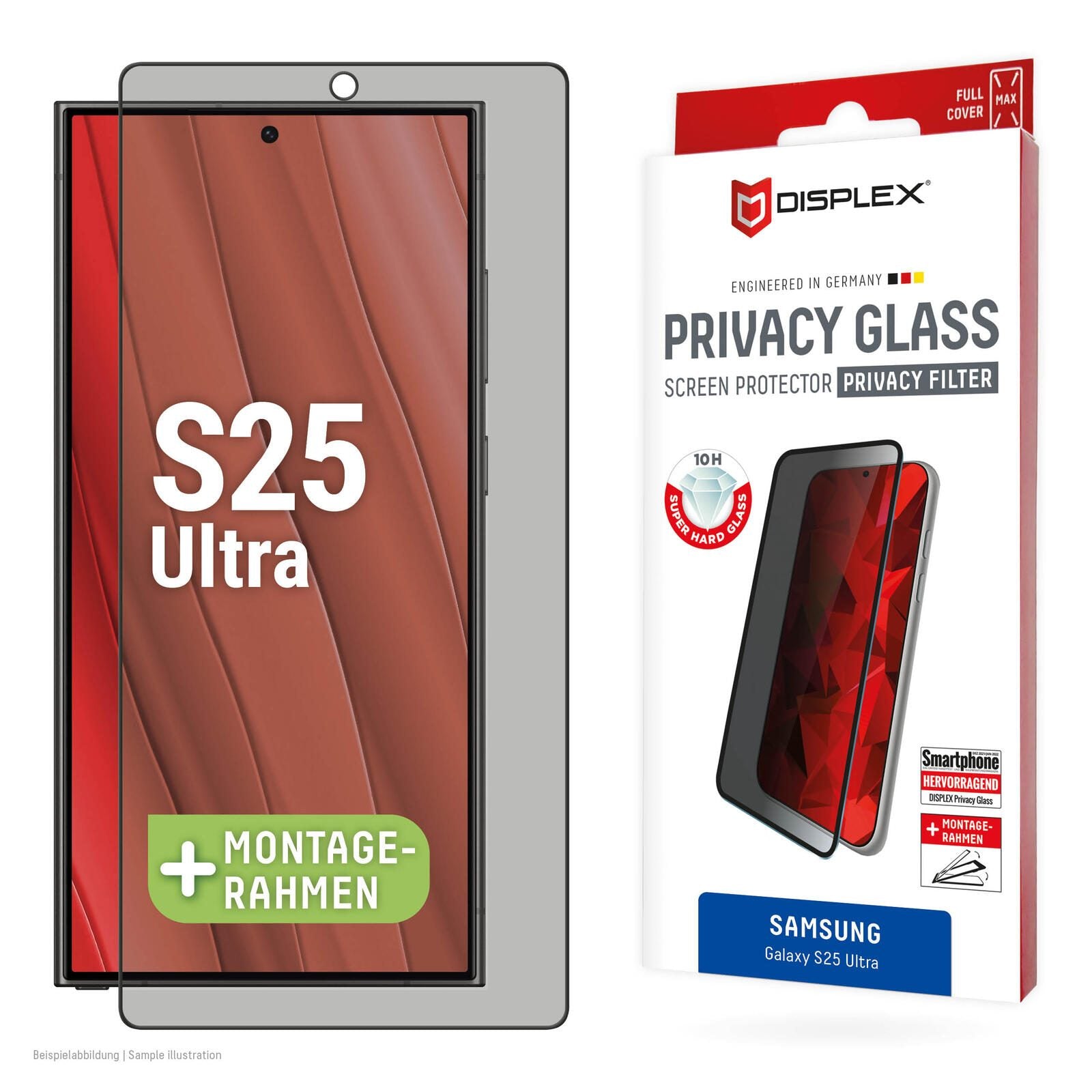 DISPLEX Privacy Full Cover Panzerglas (10H) für Samsung Galaxy S25 Ultra