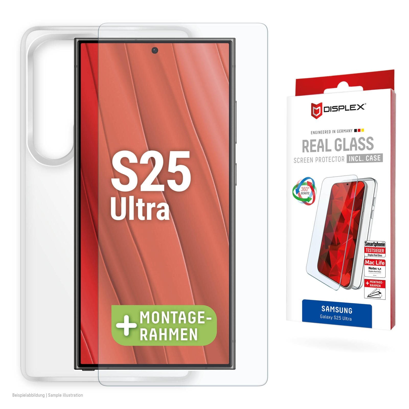 DISPLEX Panzerglas (10H) + Schutzhülle für Samsung Galaxy S25 Ultra