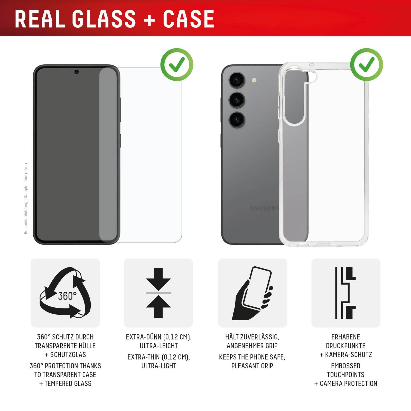 DISPLEX Panzerglas (10H) + Schutzhülle für Samsung Galaxy S25 Ultra