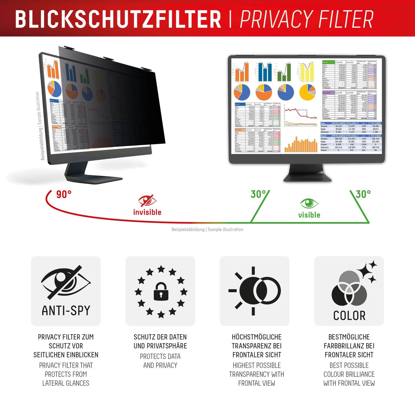 DISPLEX PRIVACY SAFE Blickschutzfilter für Desktop Monitor 27'' (16:9)
