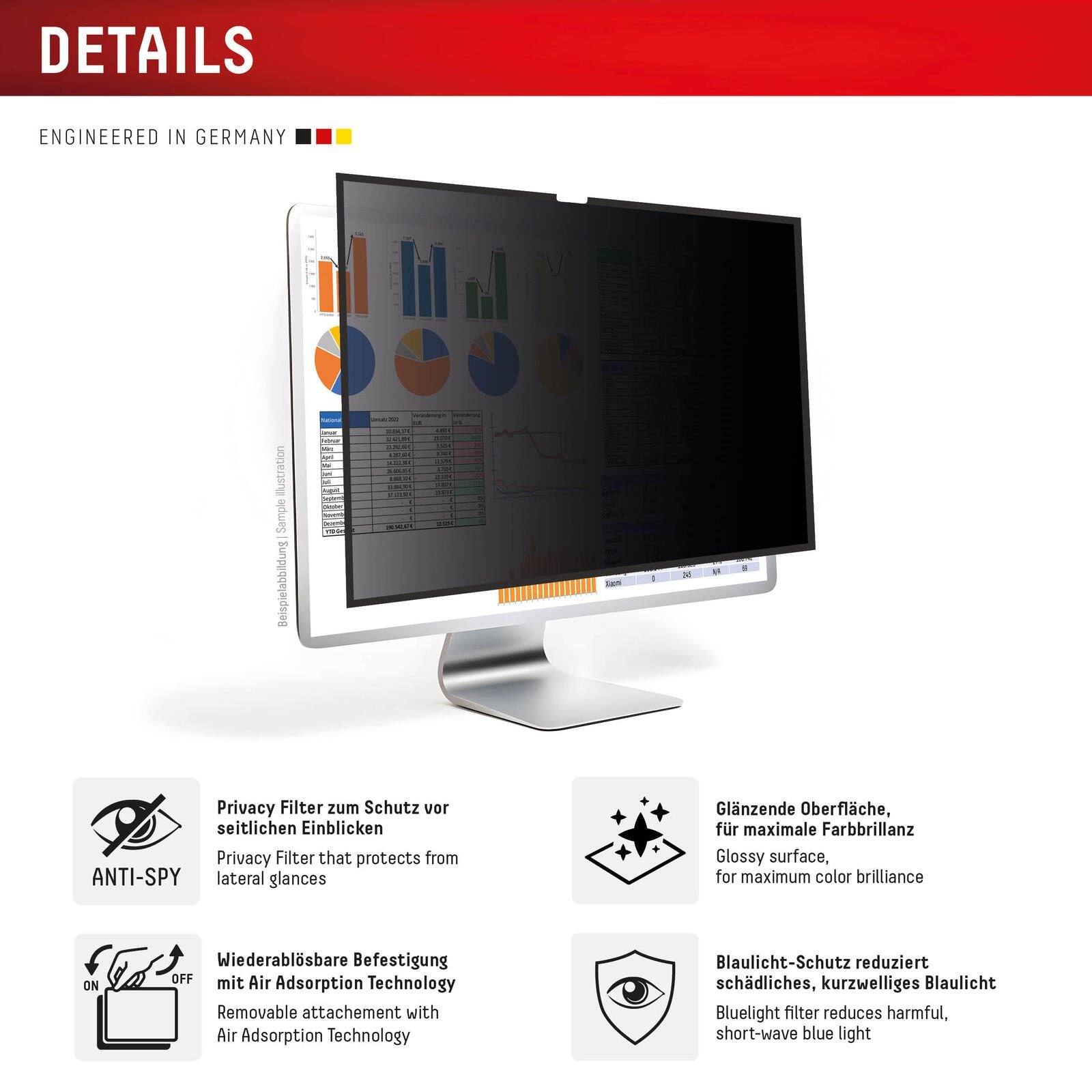 DISPLEX PRIVACY SAFE Blickschutzfilter für Apple Studio Display 27 Zoll