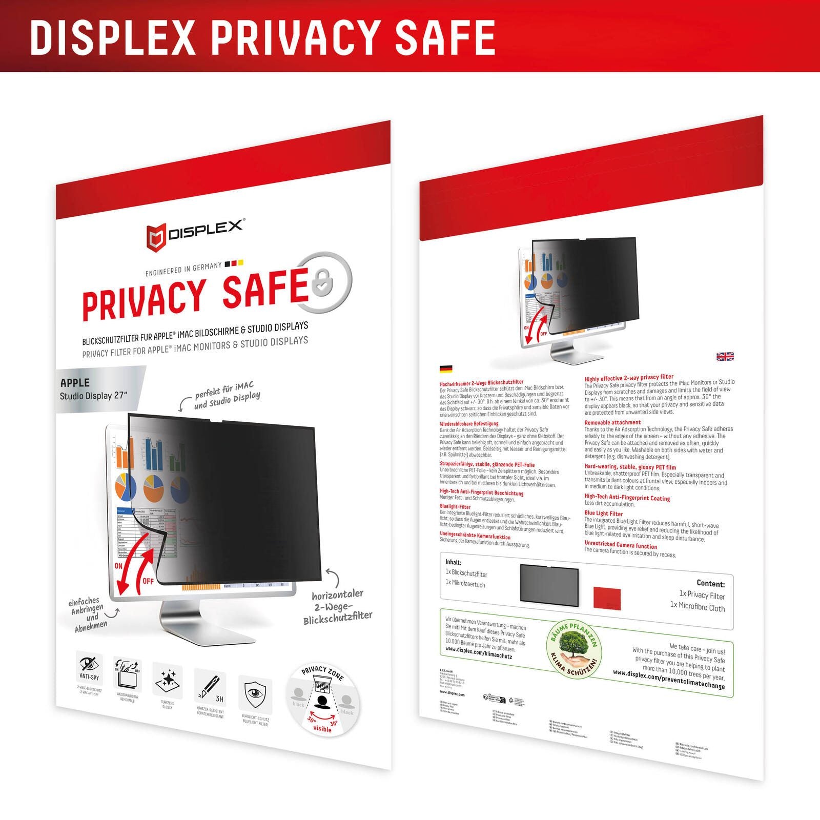 DISPLEX PRIVACY SAFE Blickschutzfilter für Apple Studio Display 27 Zoll