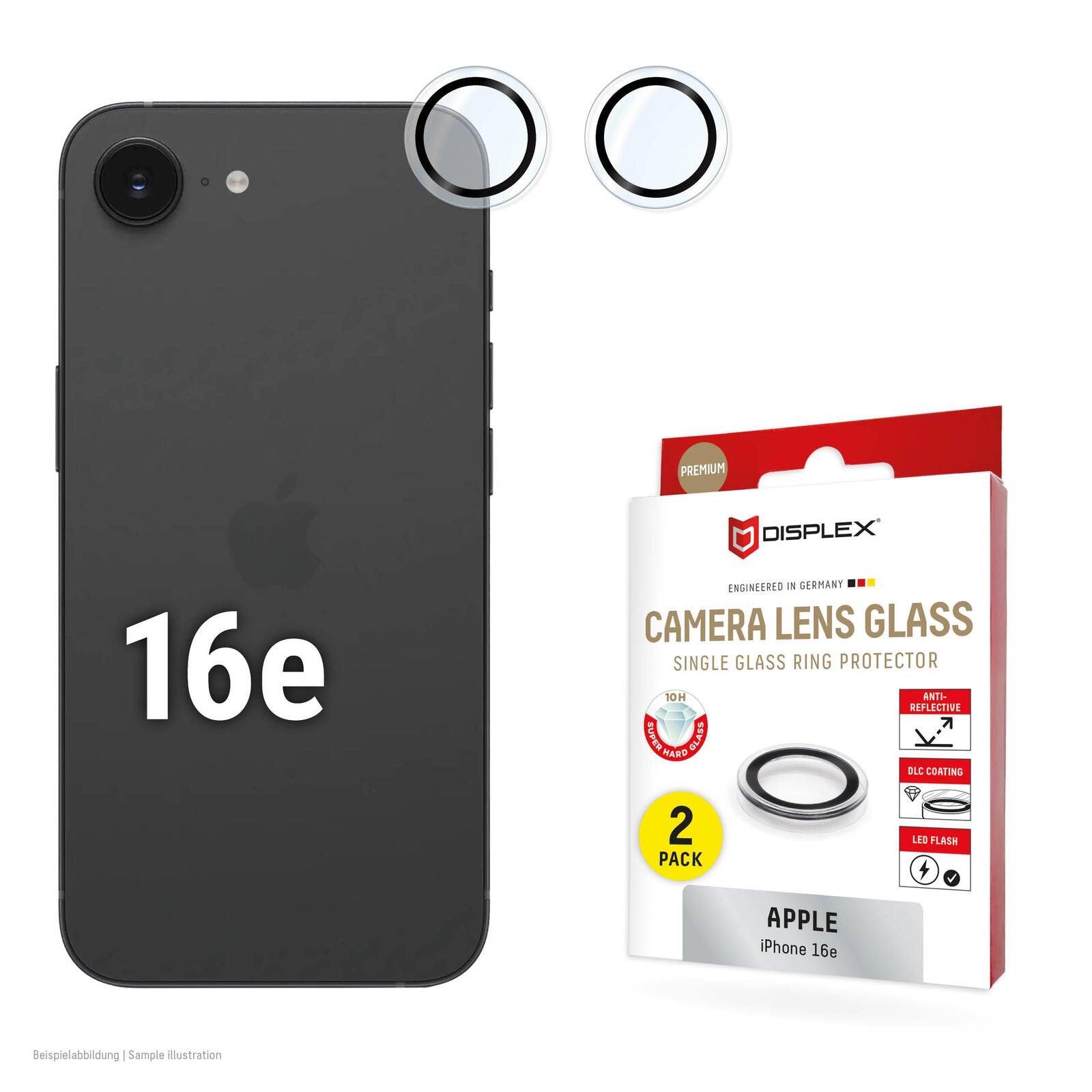 DISPLEX Premium Camera Lens Glass, iPhone 16e 2 Stück